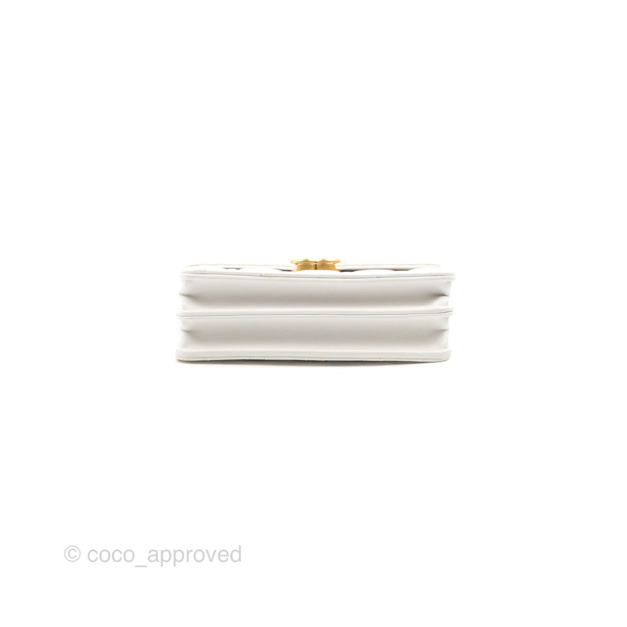 Chanel Mini Resin Chain Wallet on Chain WOC White Lambskin Gold Hardware
