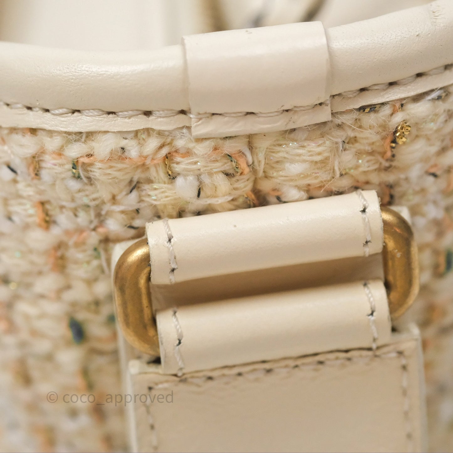 Chanel Small Gabrielle Hobo Quilted Ivory Tweed Aged Calfskin