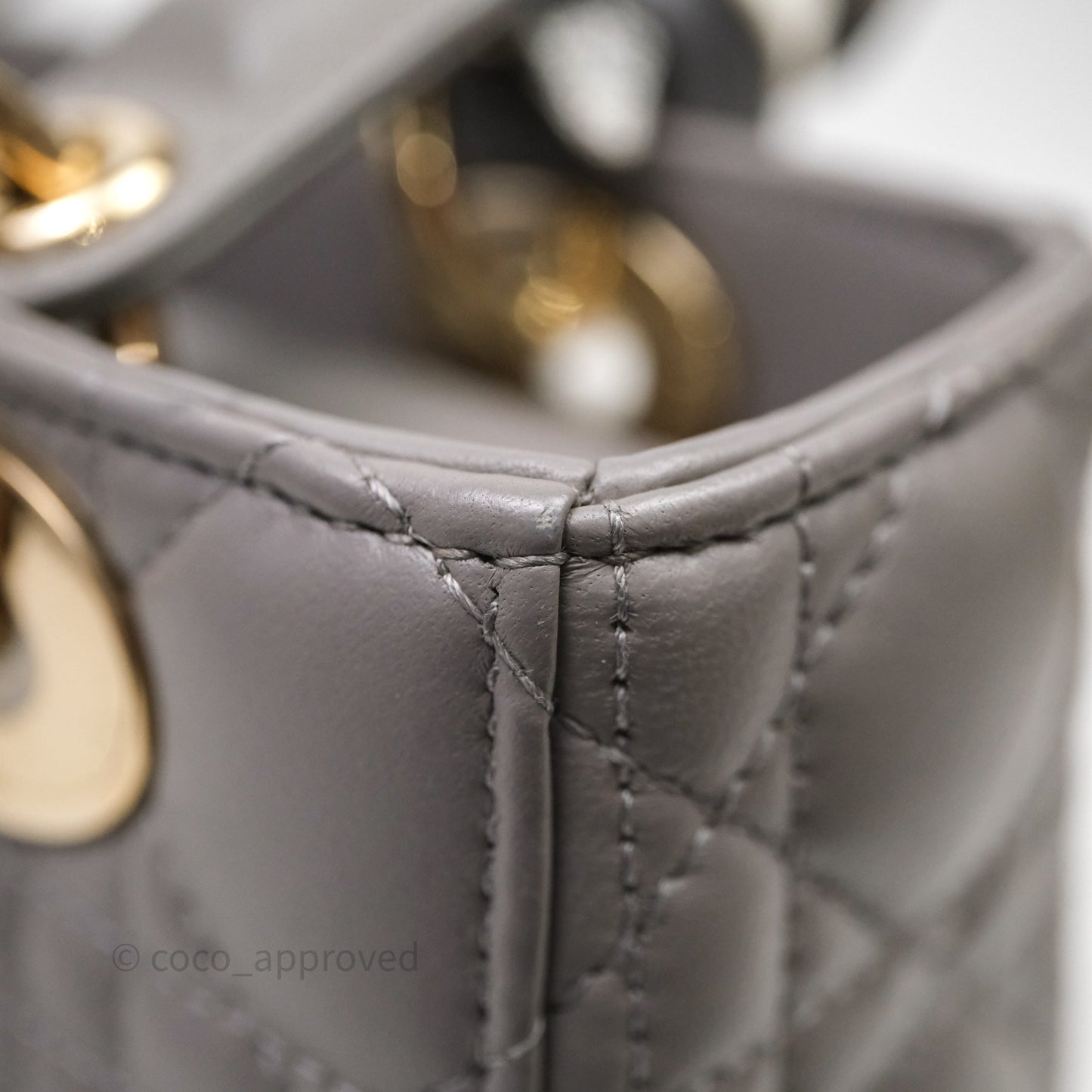 Christian Dior Small Lady Dior Grey Lambskin Gold Hardware