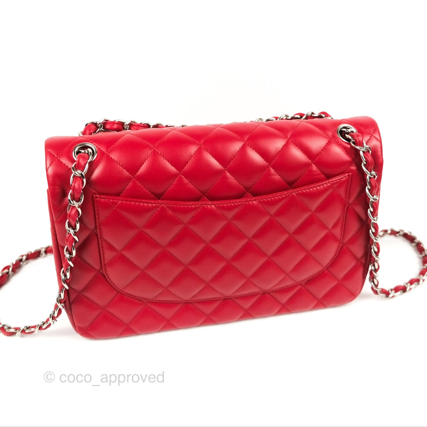 Chanel Jumbo Double Flap Red Lambskin Silver Hardware⁣⁣