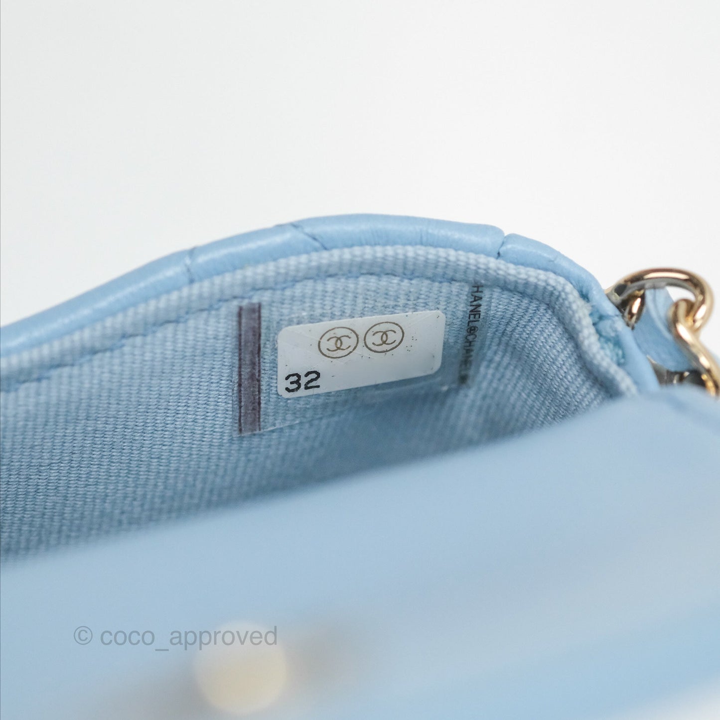 Chanel Mini Clutch With Chain Blue Lambskin Gold Hardware
