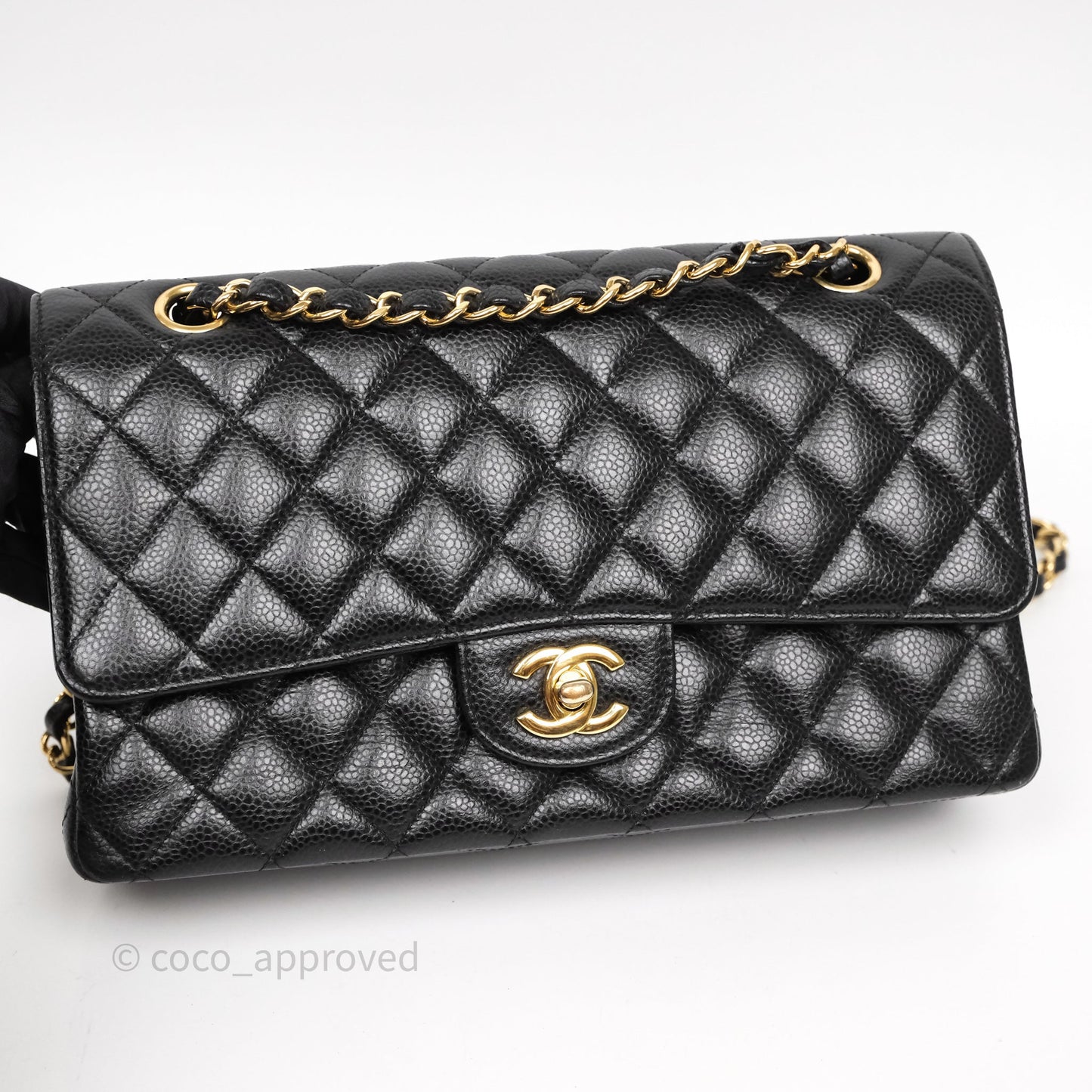 Chanel Classic M/L Medium Flap Quilted Black Caviar Gold Hardware
