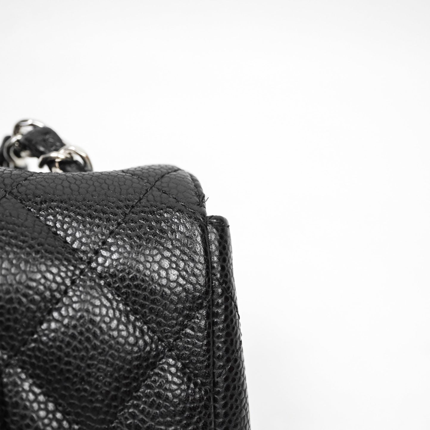 Chanel East West Flap Bag Black Caviar Silver Hardware