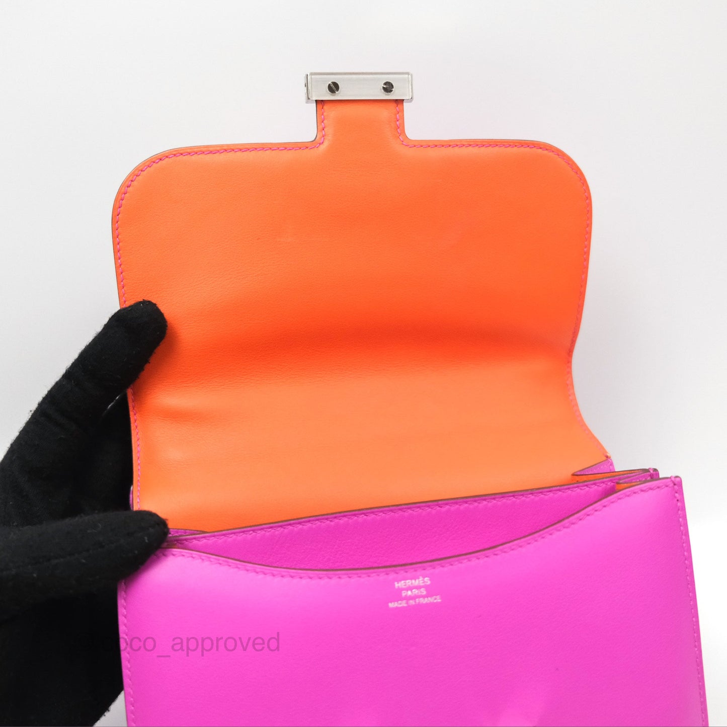 Hermès Constance Mini 18 Swift Magnolia/Orange Palladium Hardware