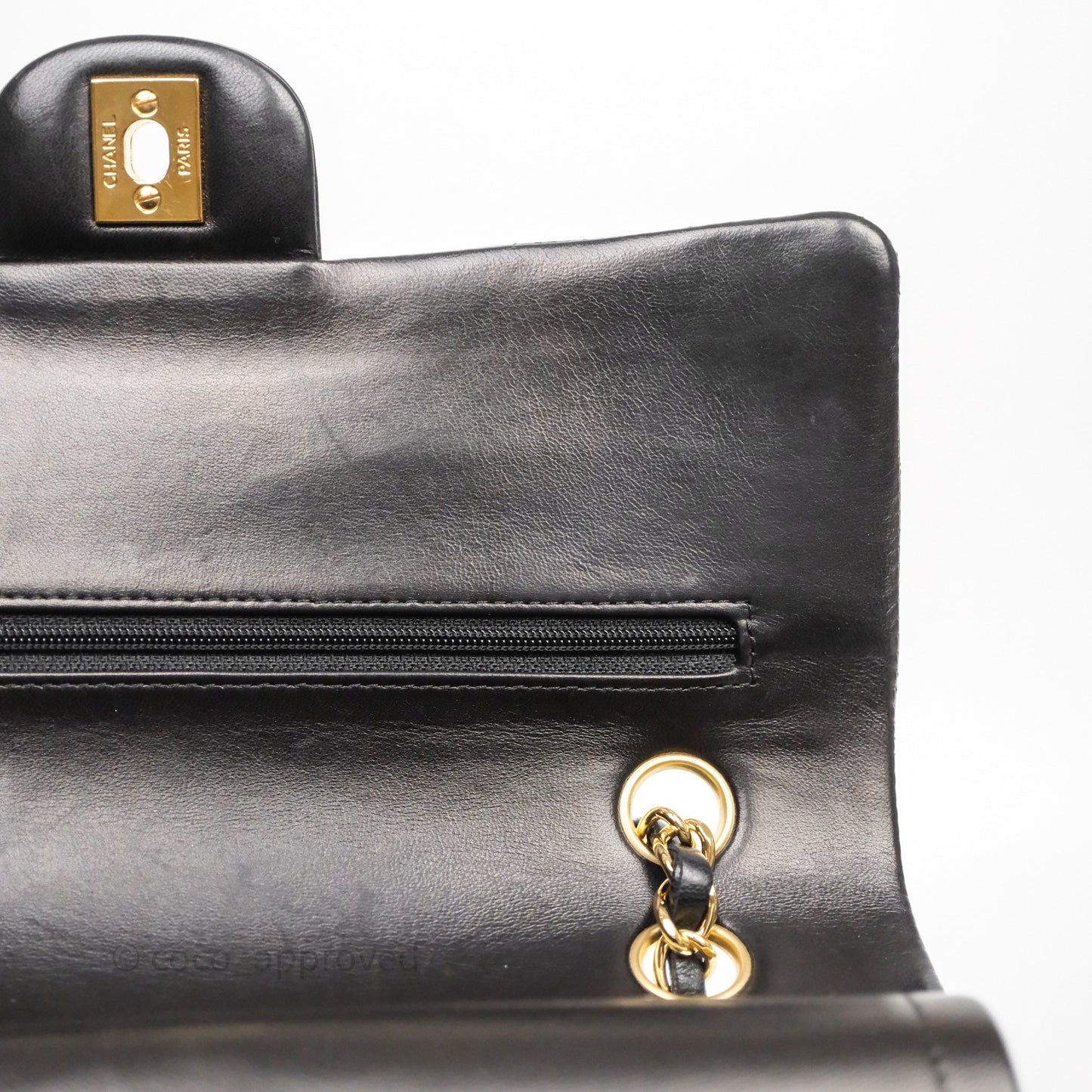 Chanel Classic M/L Medium Flap Quilted Black Lambskin Gold Hardware