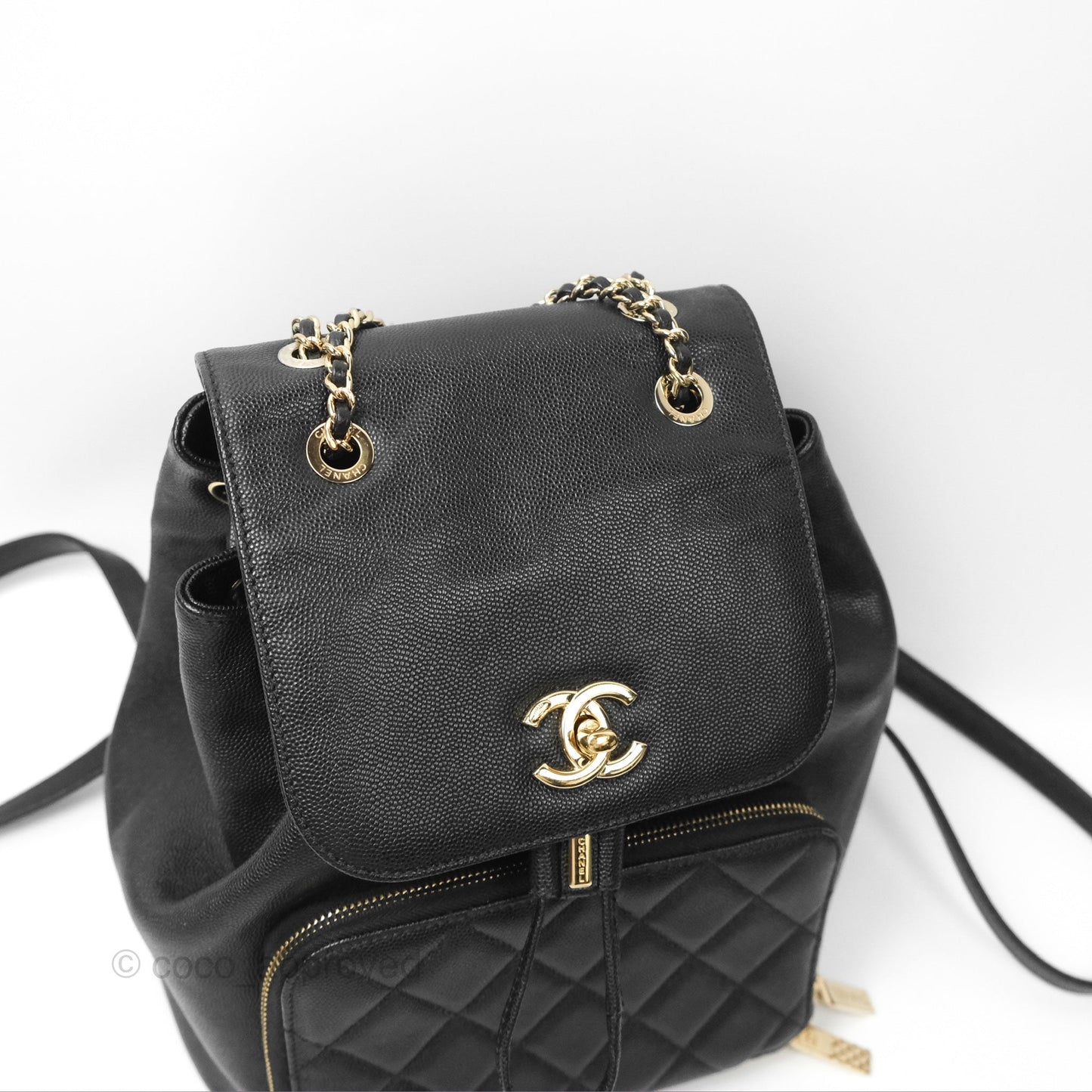 Chanel Quilted Business Affinity Backpack Black Caviar Gold Hardware