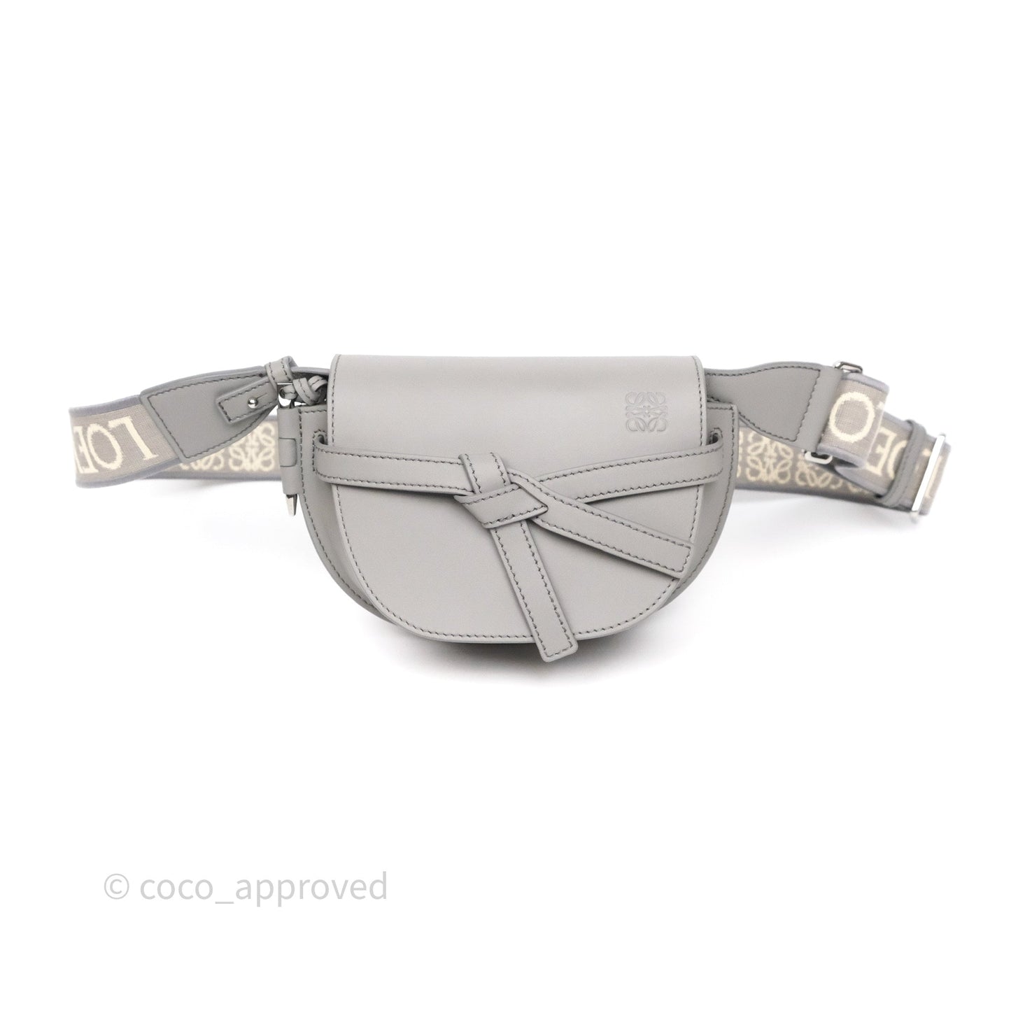 Loewe Mini Gate Dual Bag Grey Soft Calfskin Jacquard Strap