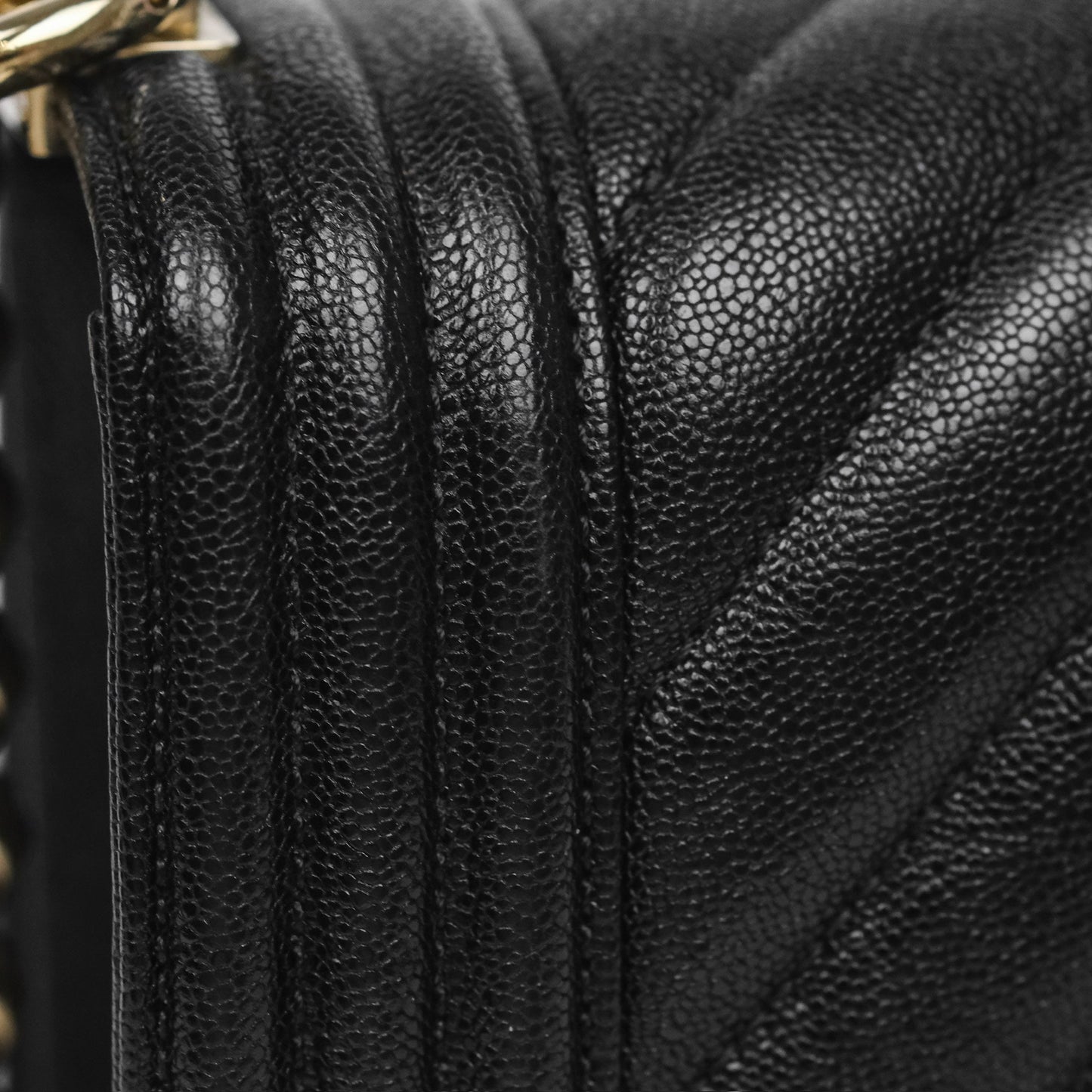 Chanel Small Boy Chevron Black Caviar Gold Hardware