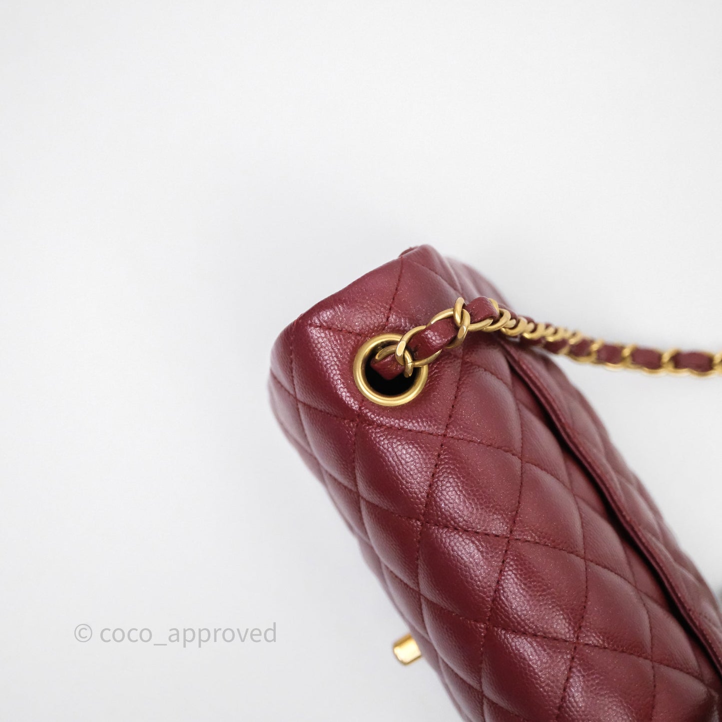 Chanel Classic Quilted Mini Rectangular Flap Burgundy Caviar Aged Gold Hardware