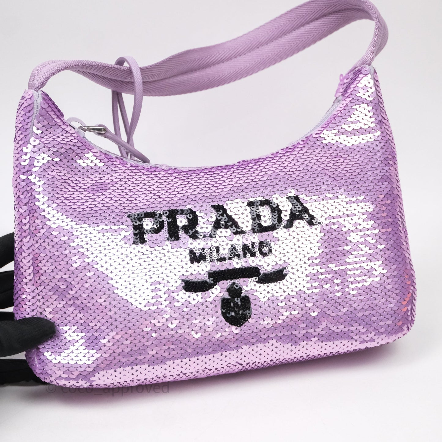 Prada Re-Edition 2000 Nylon Mini Hobo Bag Purple Sequin
