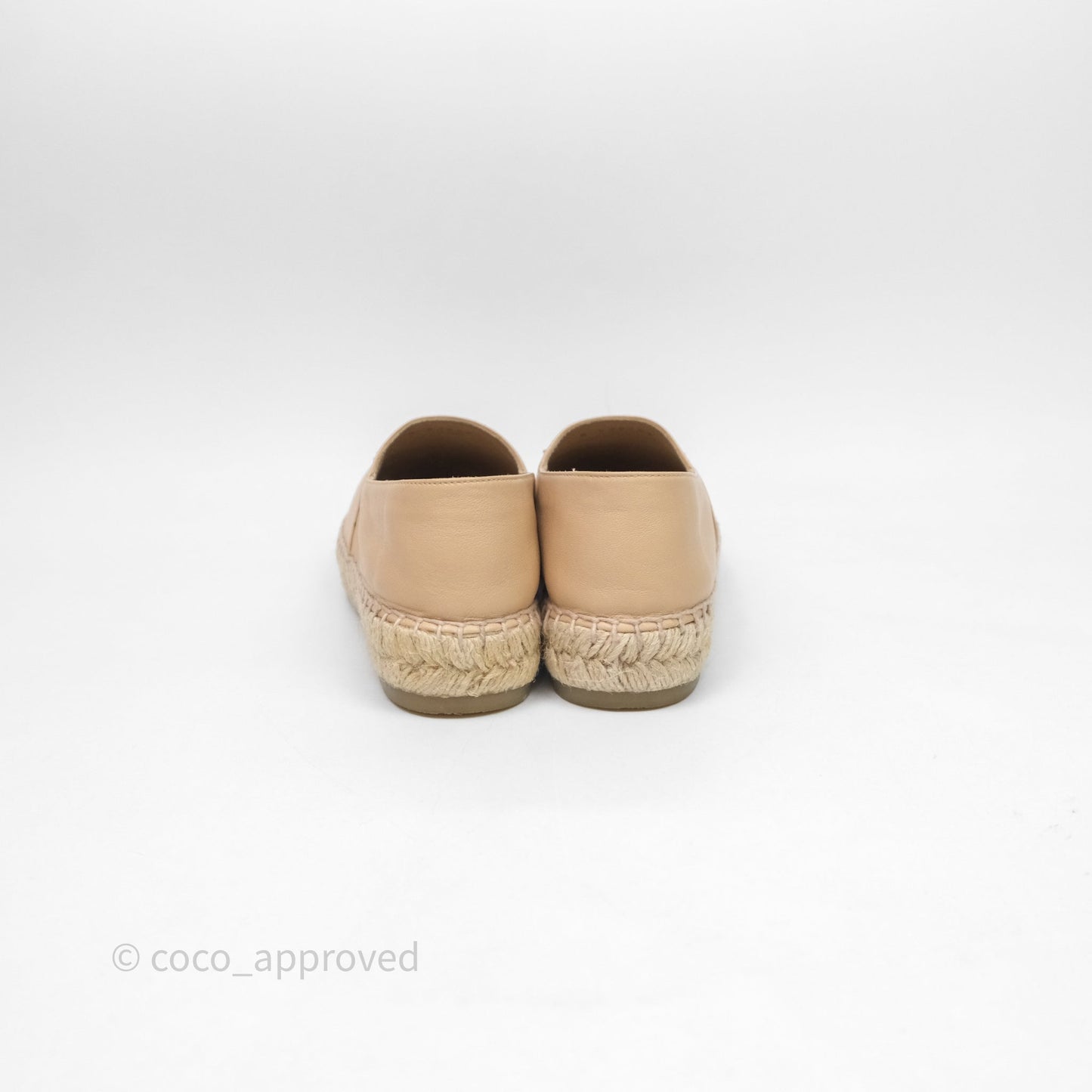 Chanel CC Espadrilles Beige Black Lambskin Size 36