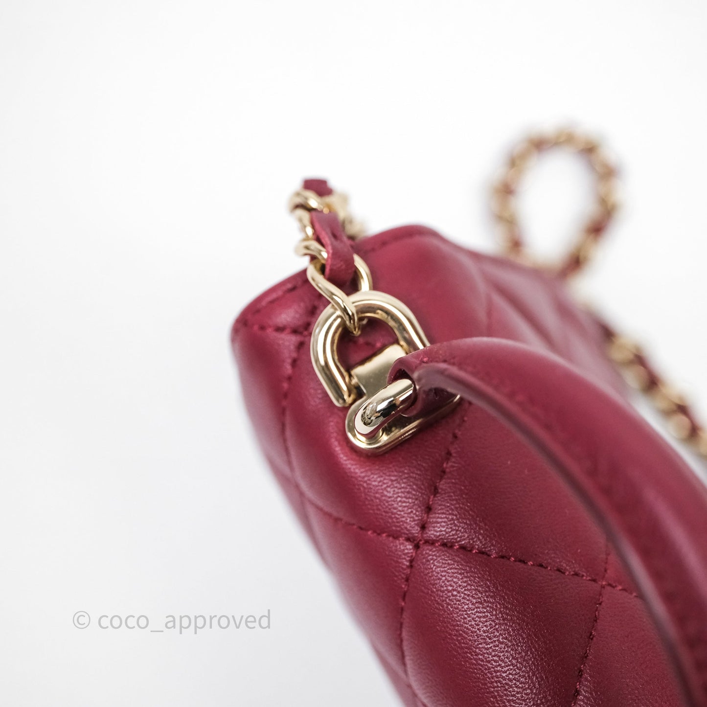 Chanel Mini Top Handle Flap Bag Red Lambskin Gold Hardware