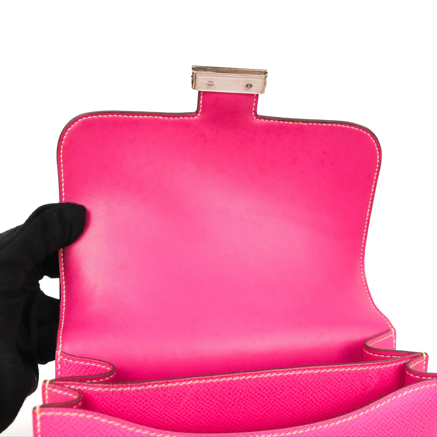 Hermès Constance Mini 18cm Rose Tyrien Epsom Palladium Hardware