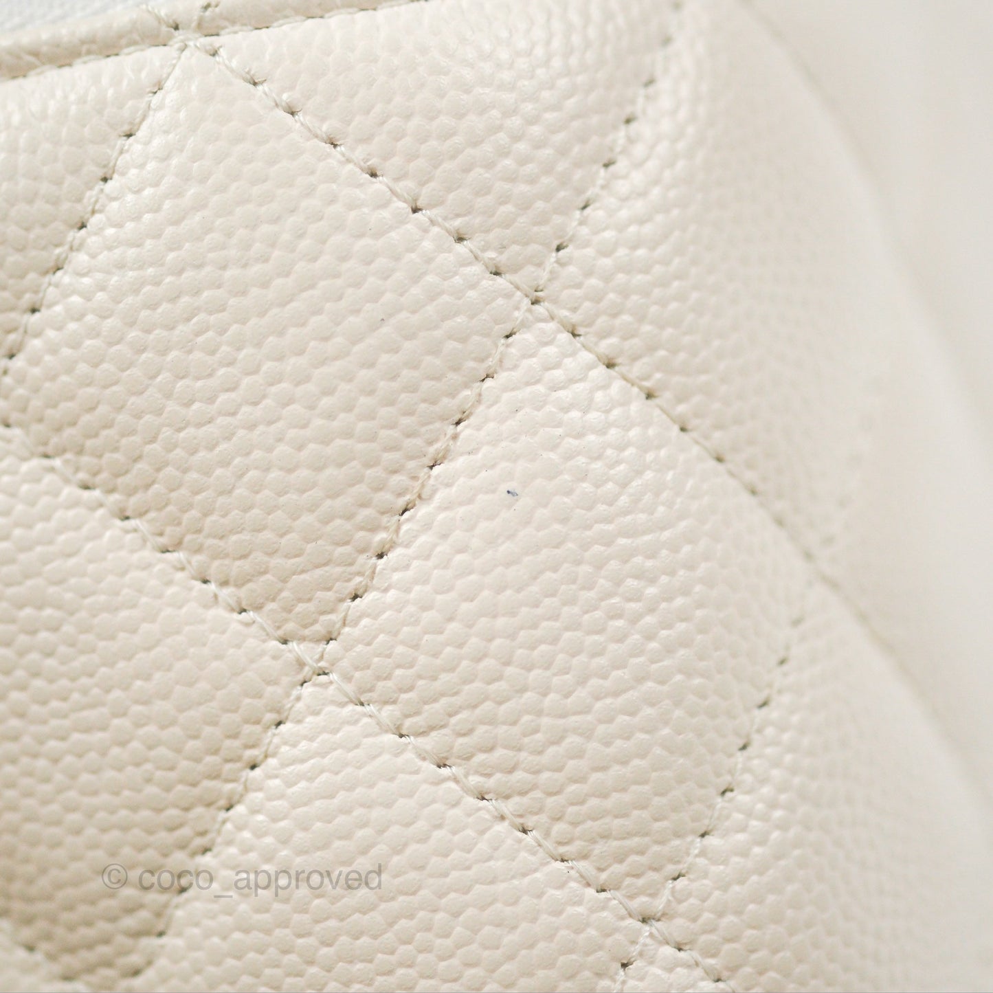Chanel Quilted Top Handle Vanity Case White Caviar Gold Hardware