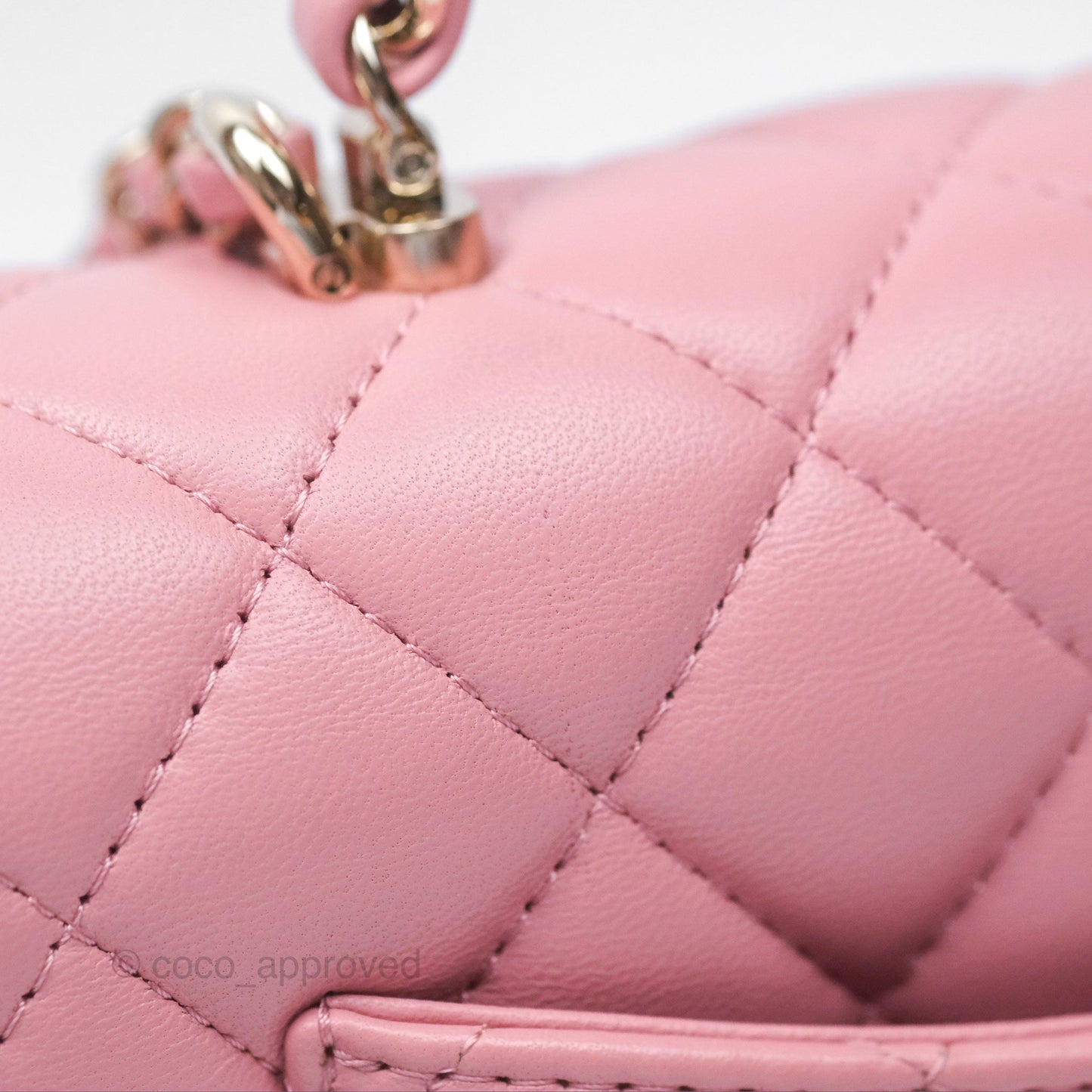 Chanel Top Handle Mini Rectangular Flap Bag Pink Lambskin Gold Hardware