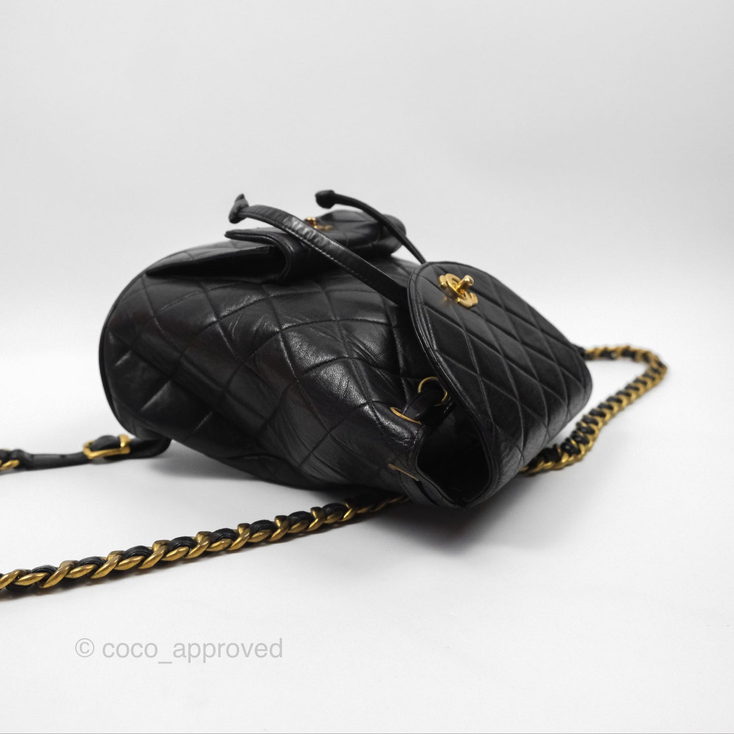 Chanel Vintage CC Duma Backpack Black Lambskin 24K Gold Hardware