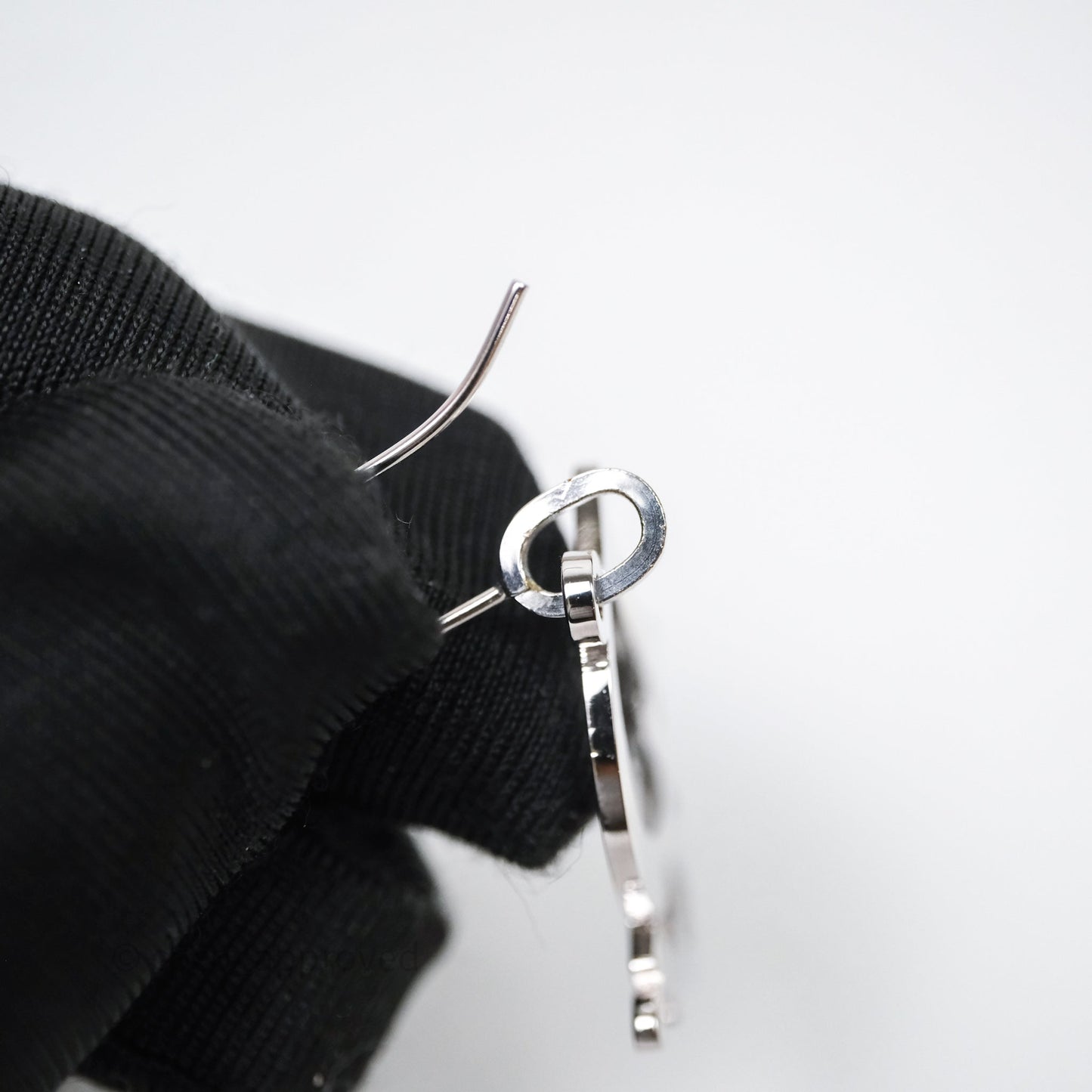 Christian Dior Drop CD Earrings Silver Tone