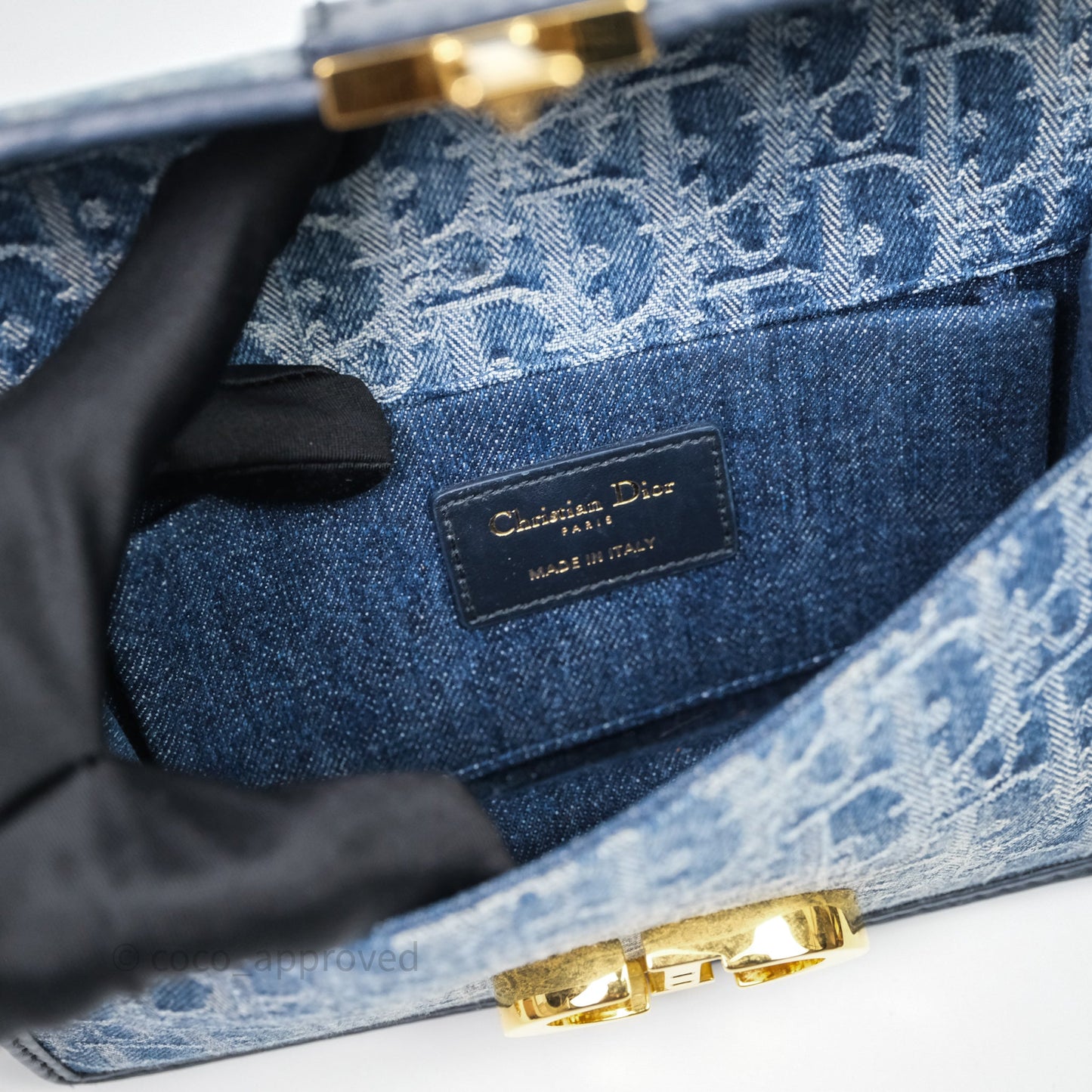 Christian Dior Montaigne East-West Bag Denim With Chain