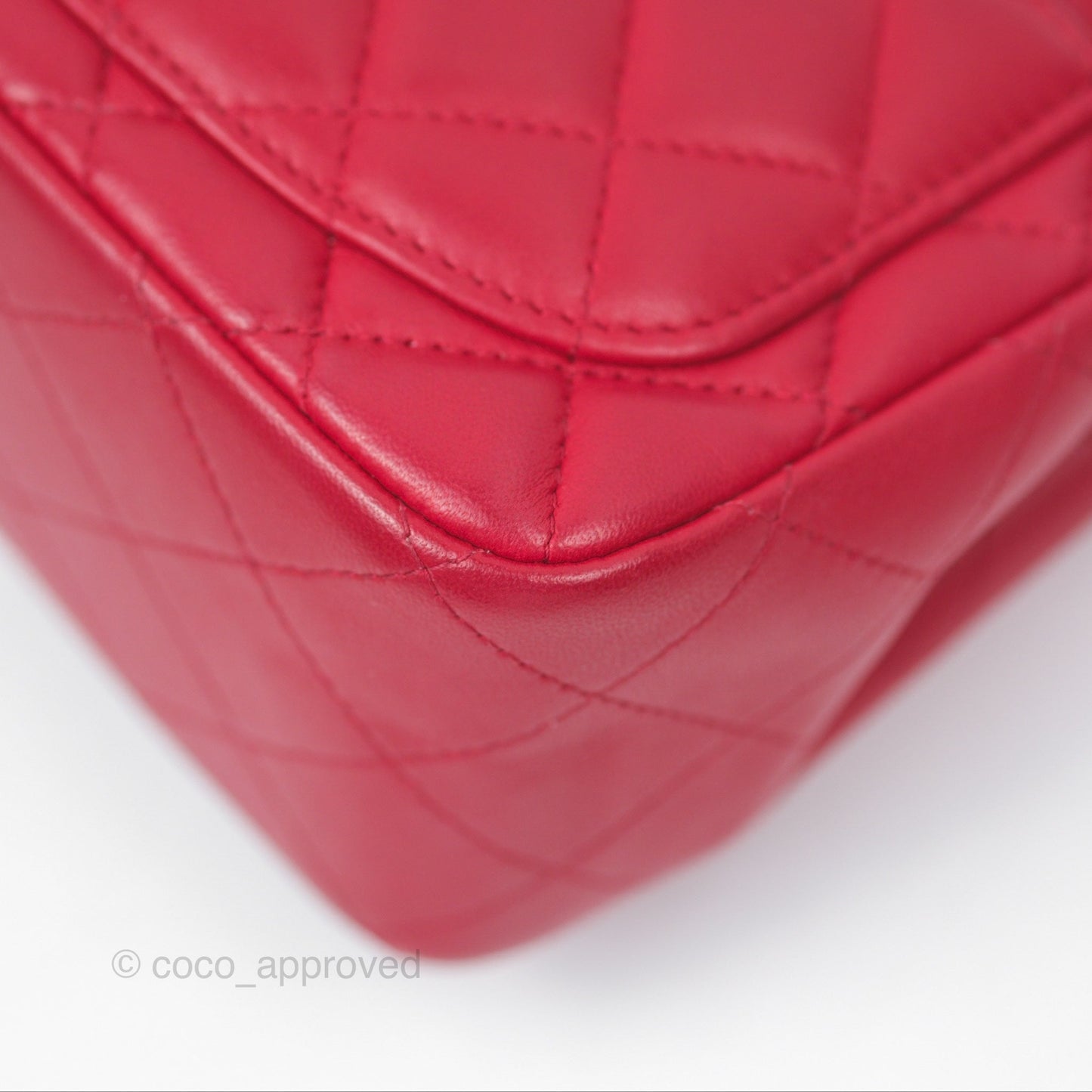 Chanel Mini Square Flap Red Lambskin Light Gold Hardware