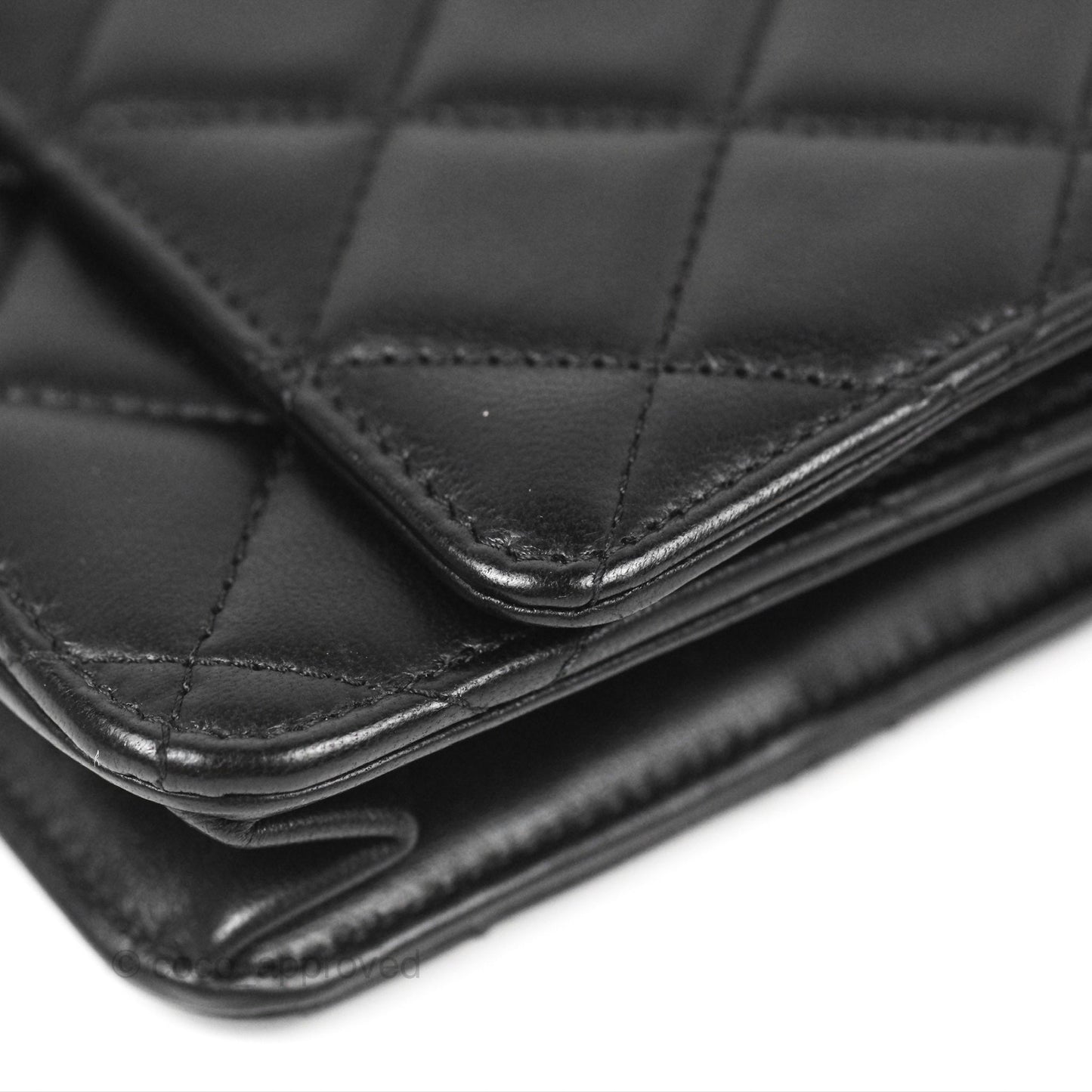 Chanel Quilted Pearl Crush Wallet on Chain WOC Black Lambskin Aged Gold Hardware