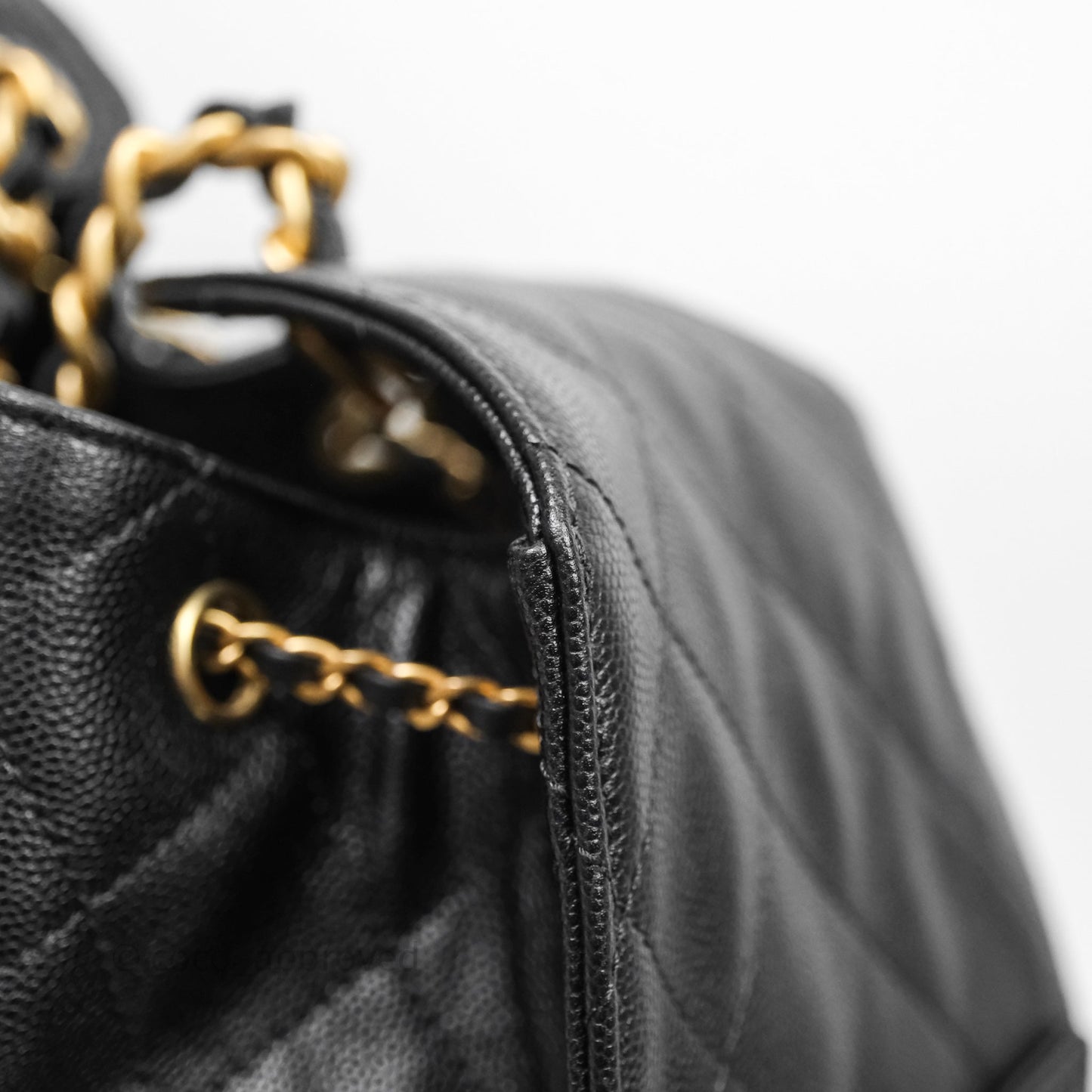 Chanel 25 Medium Black Caviar Aged Gold Hardware