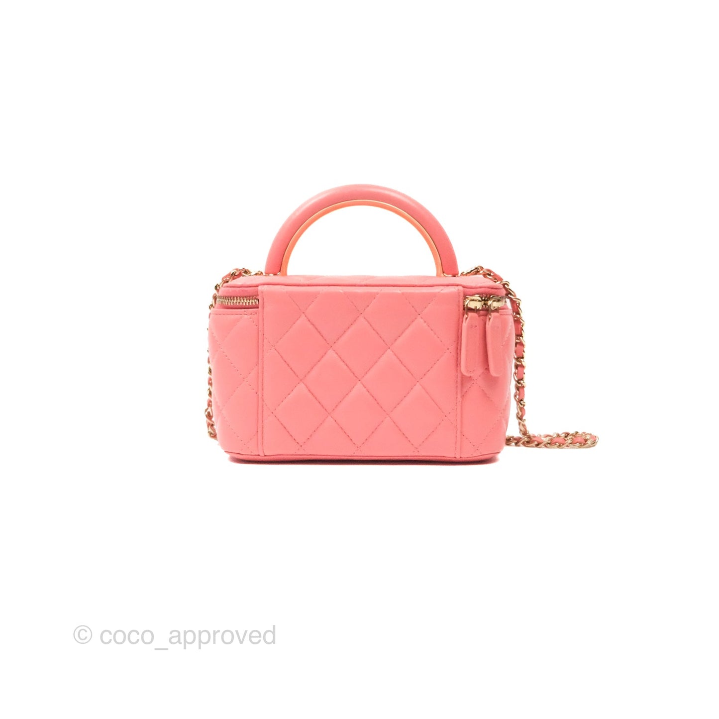 Chanel Vanity Rectangular Top Handle Pink Lambskin Gold Hardware