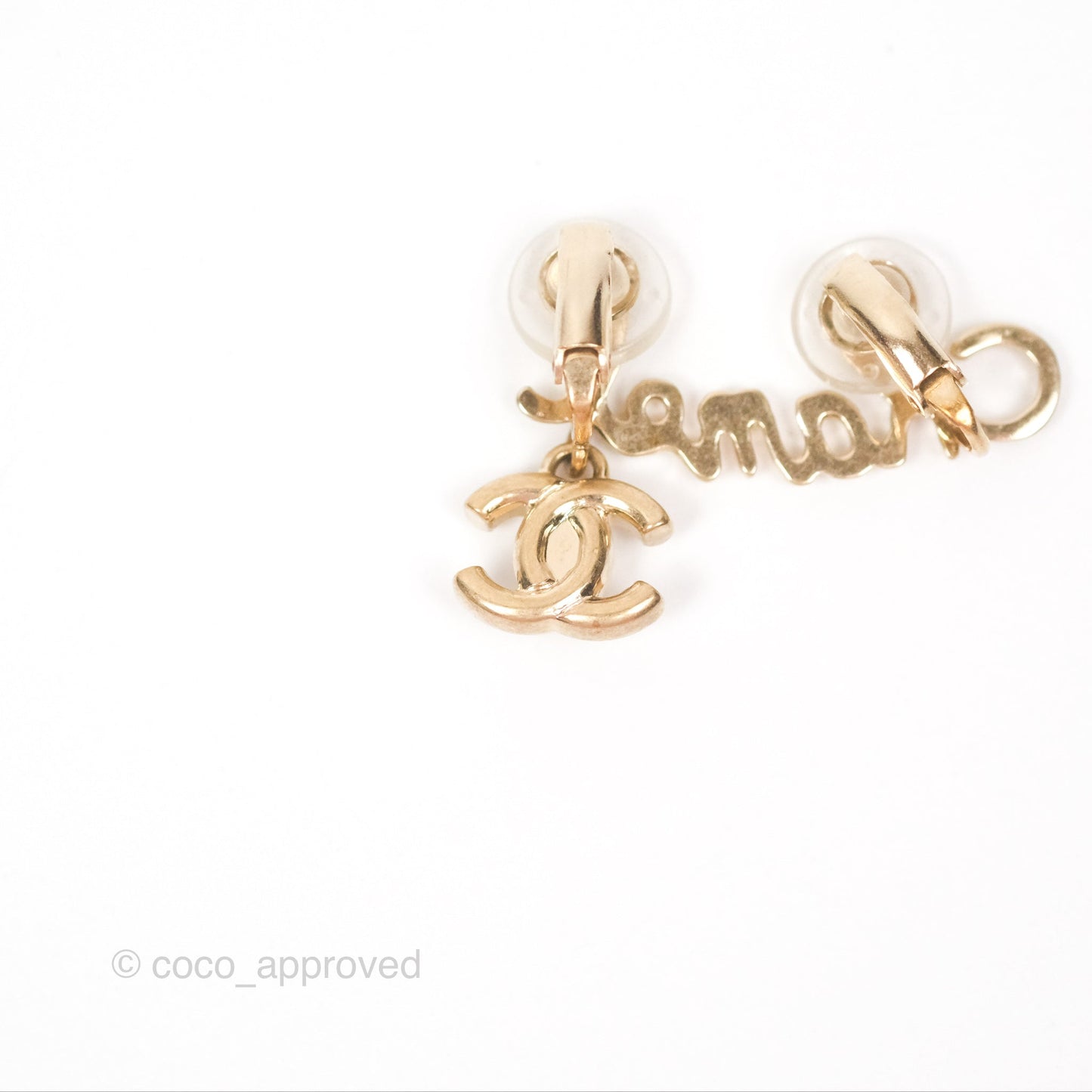 Chanel Logo CC Turnlock Ear Clips Gold Tone 22V