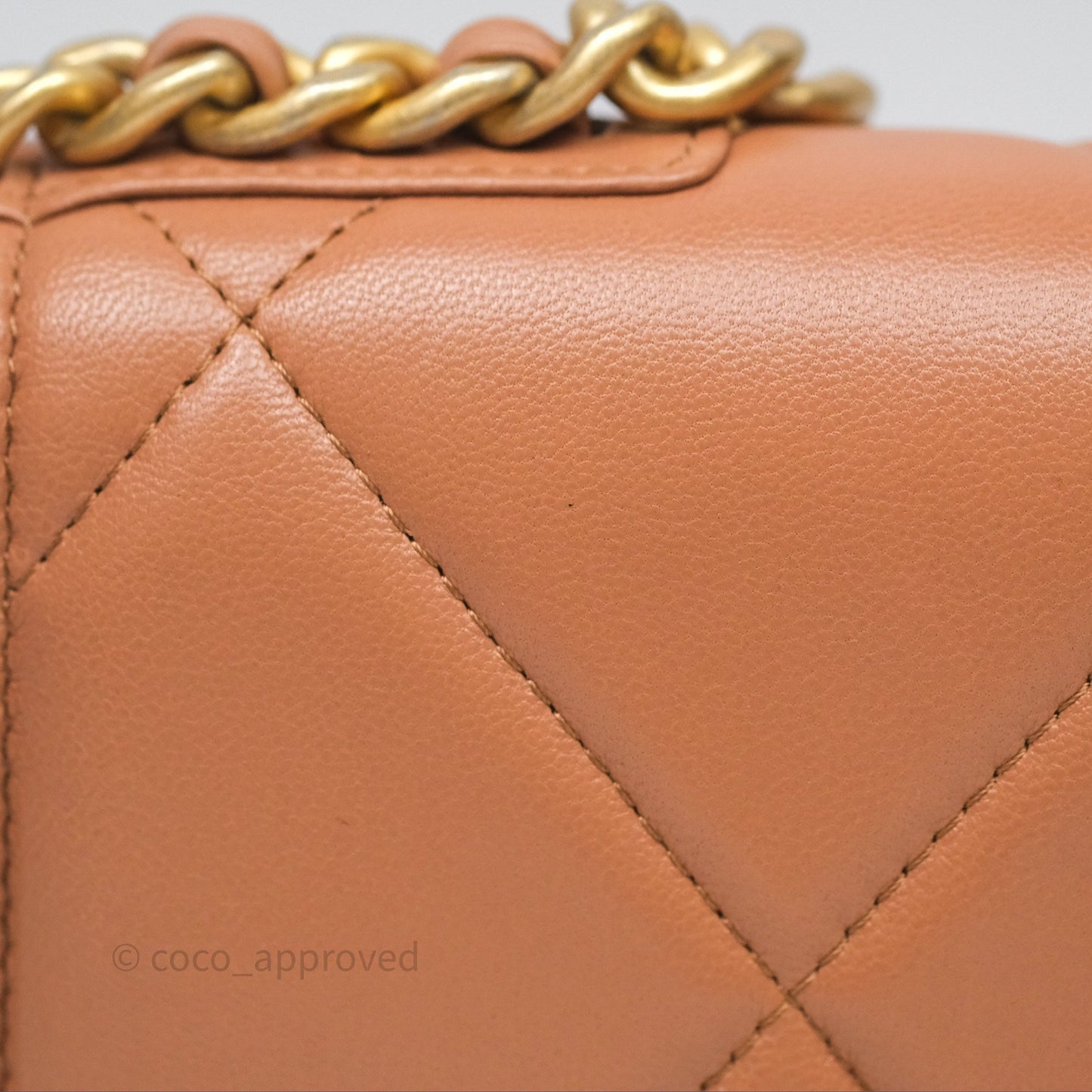 Chanel 19 Wallet on Chain WOC Dark Beige Caramel Lambskin Mixed Hardware