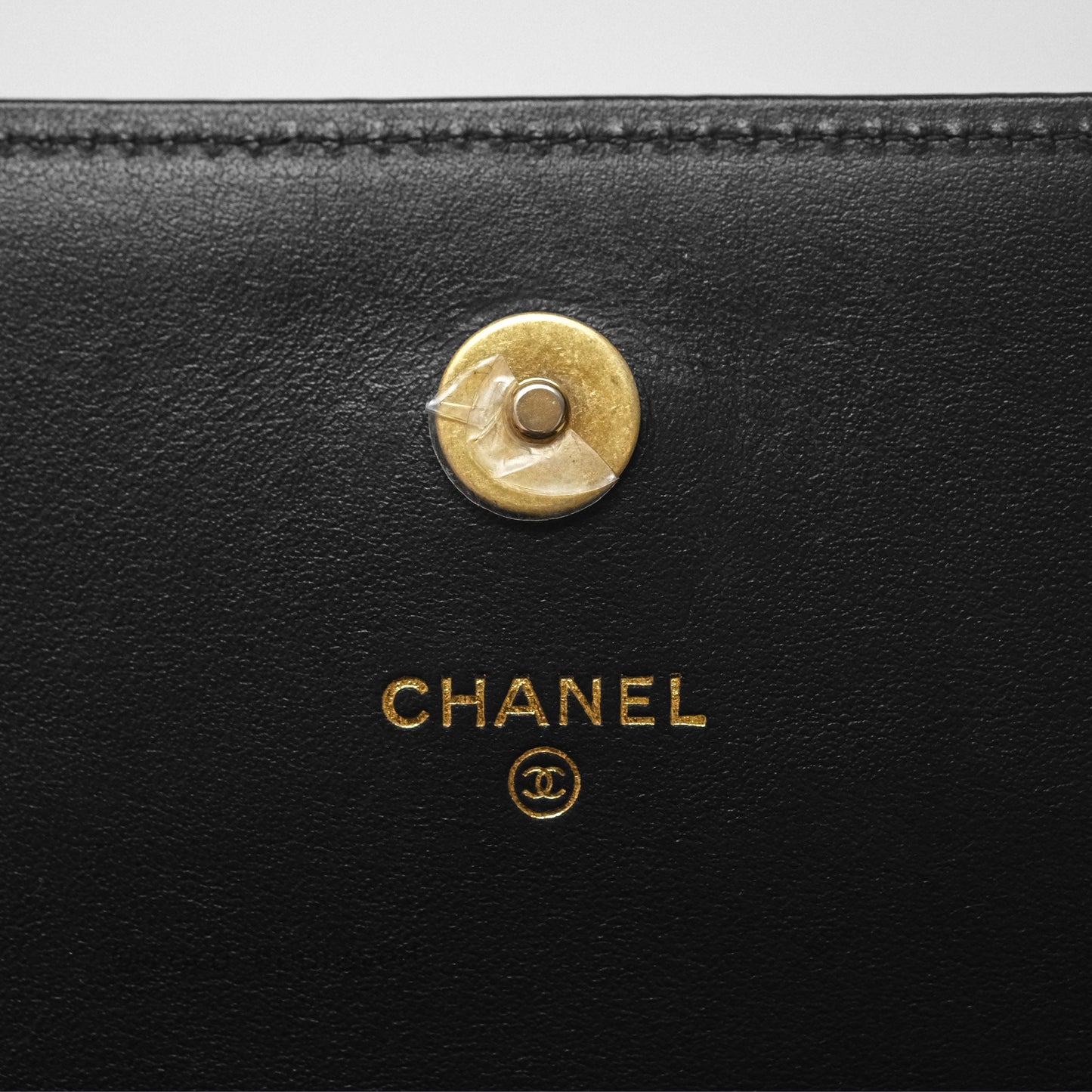Chanel Quilted Medallion Wallet on Chain WOC Black Glossy Lambskin Gold Hardware 22K