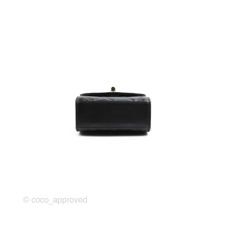 Chanel Mini Quilted Trendy CC Clutch With Chain Black Lambskin Gold Hardware