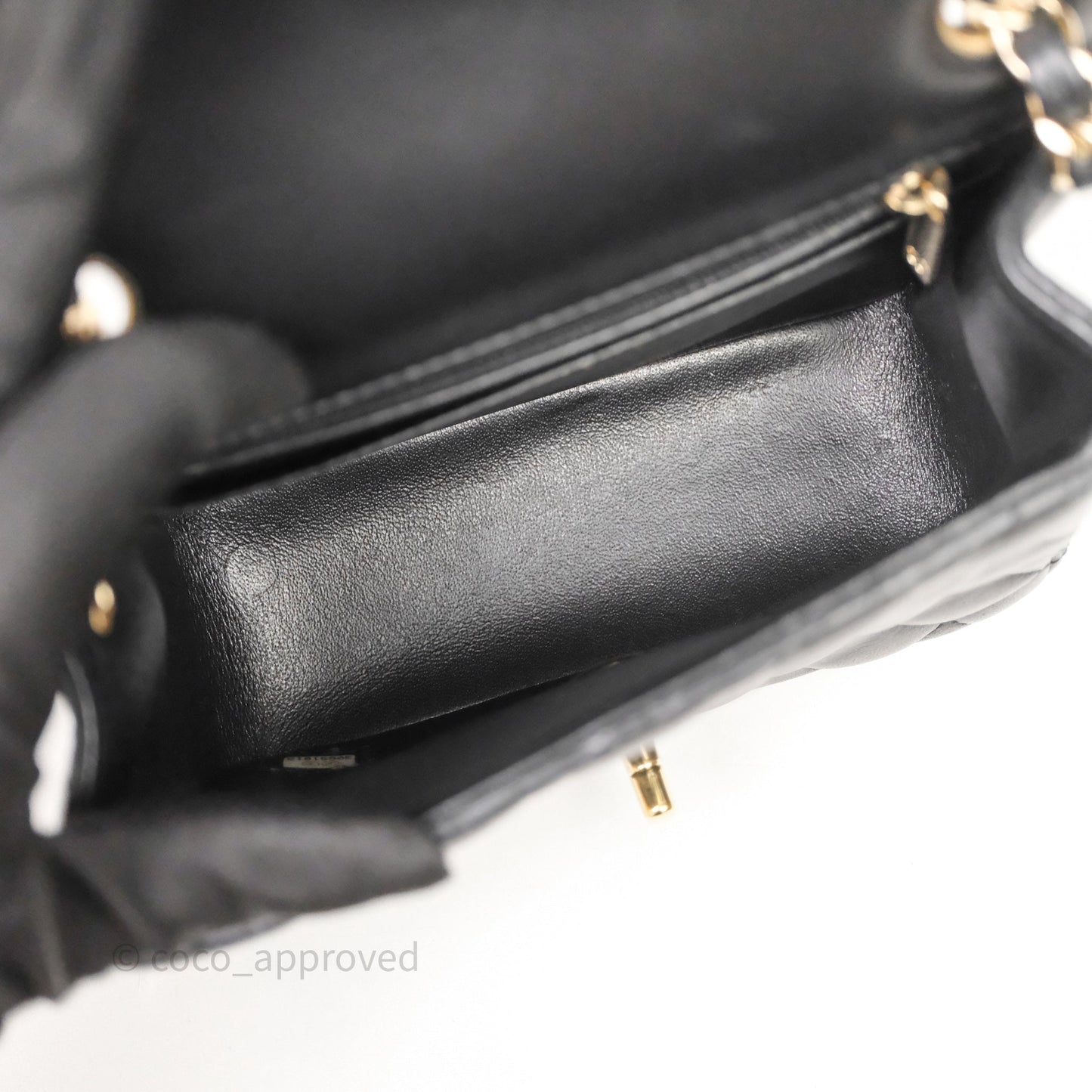 Chanel Mini Square Quilted Black Lambskin Gold Hardware
