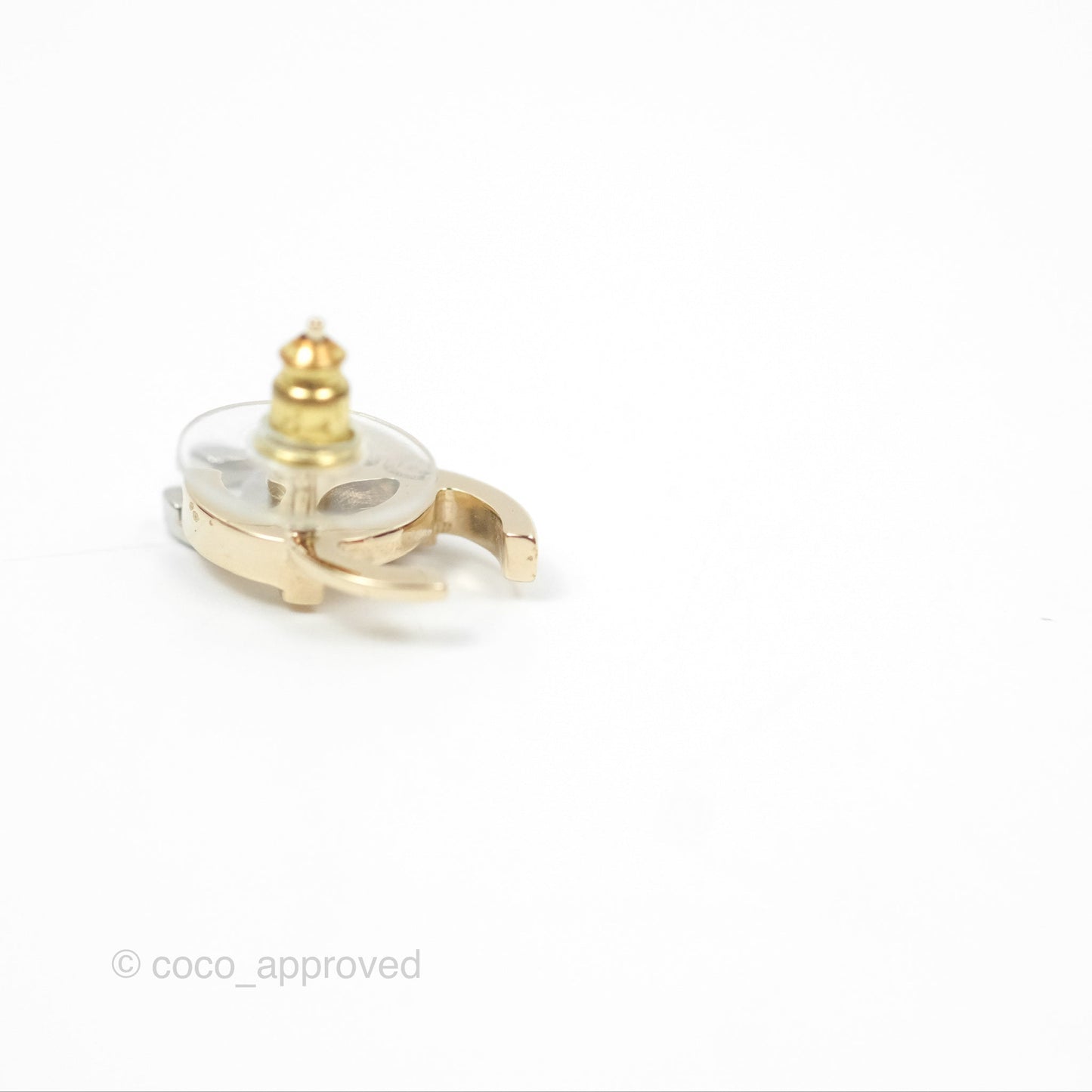 Chanel Double Crystal CC Earrings Silver & Gold Tone 21A
