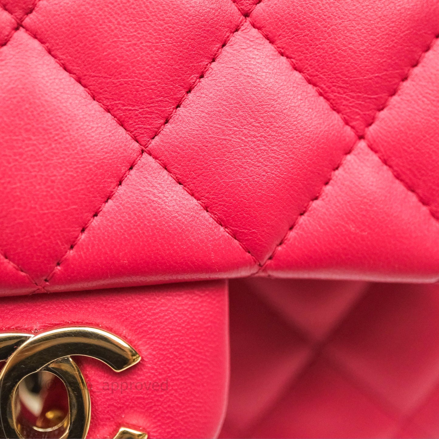 Chanel Mini Square Flap Quilted Dark Pink Lambskin Gold Hardware