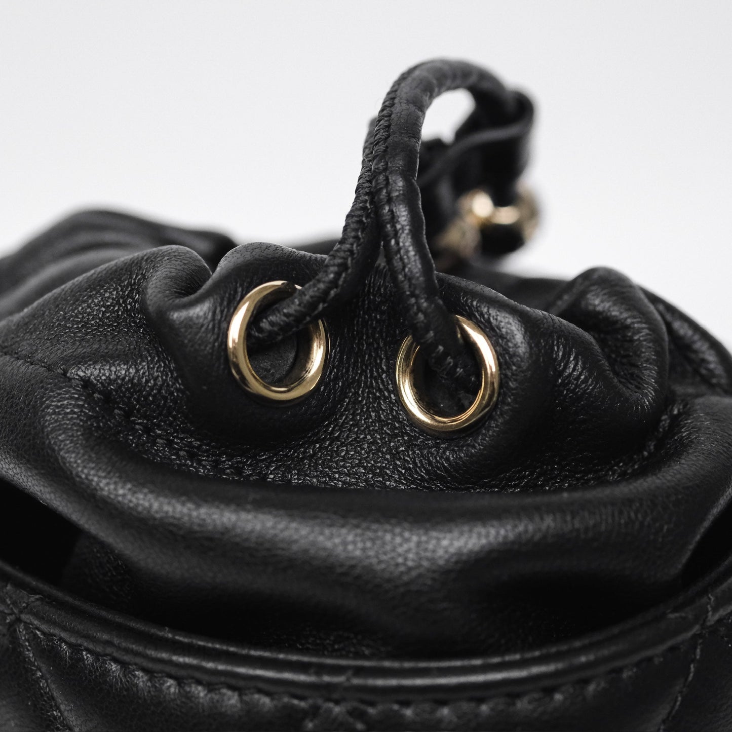 Chanel Small Bucket With Chain Black Lambskin Gold Hardware 21A
