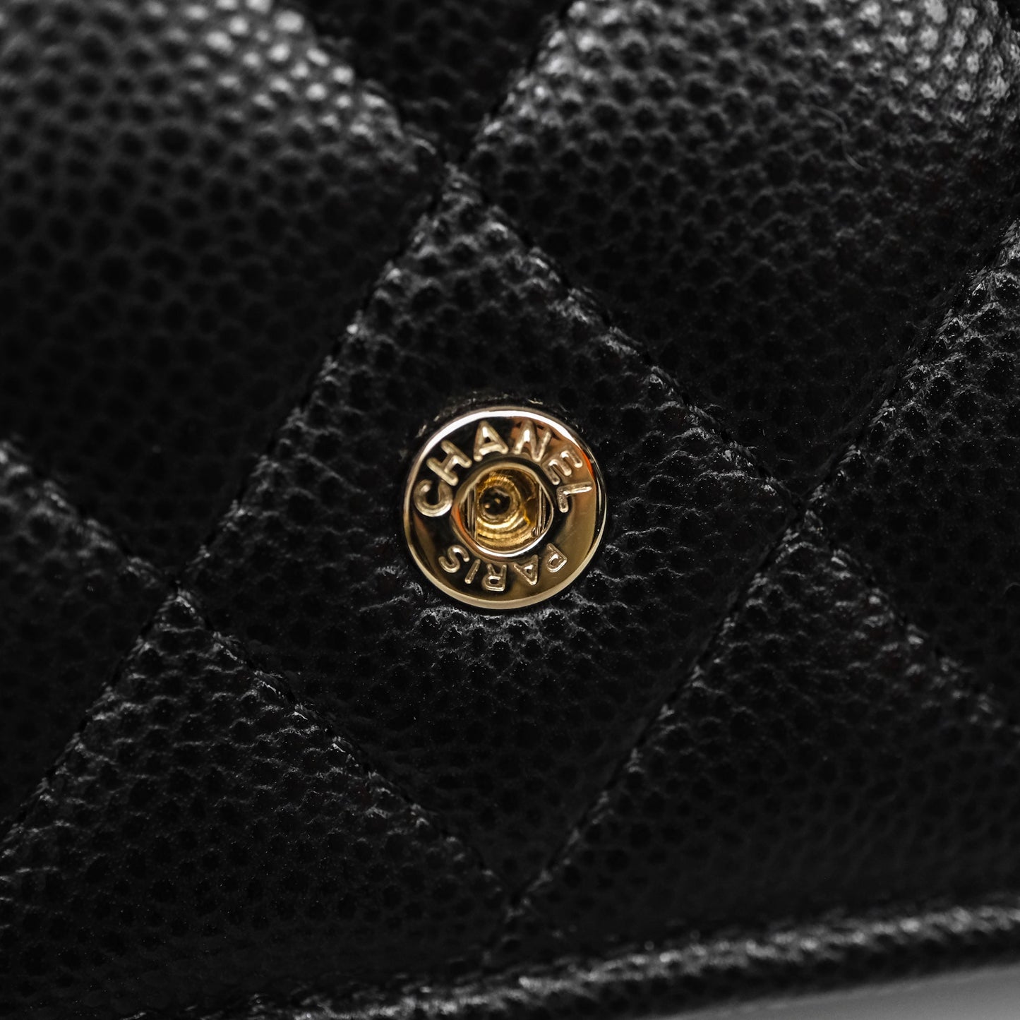 Chanel Small Classic Trifold Wallet Quilted Black Caviar Gold Hardware