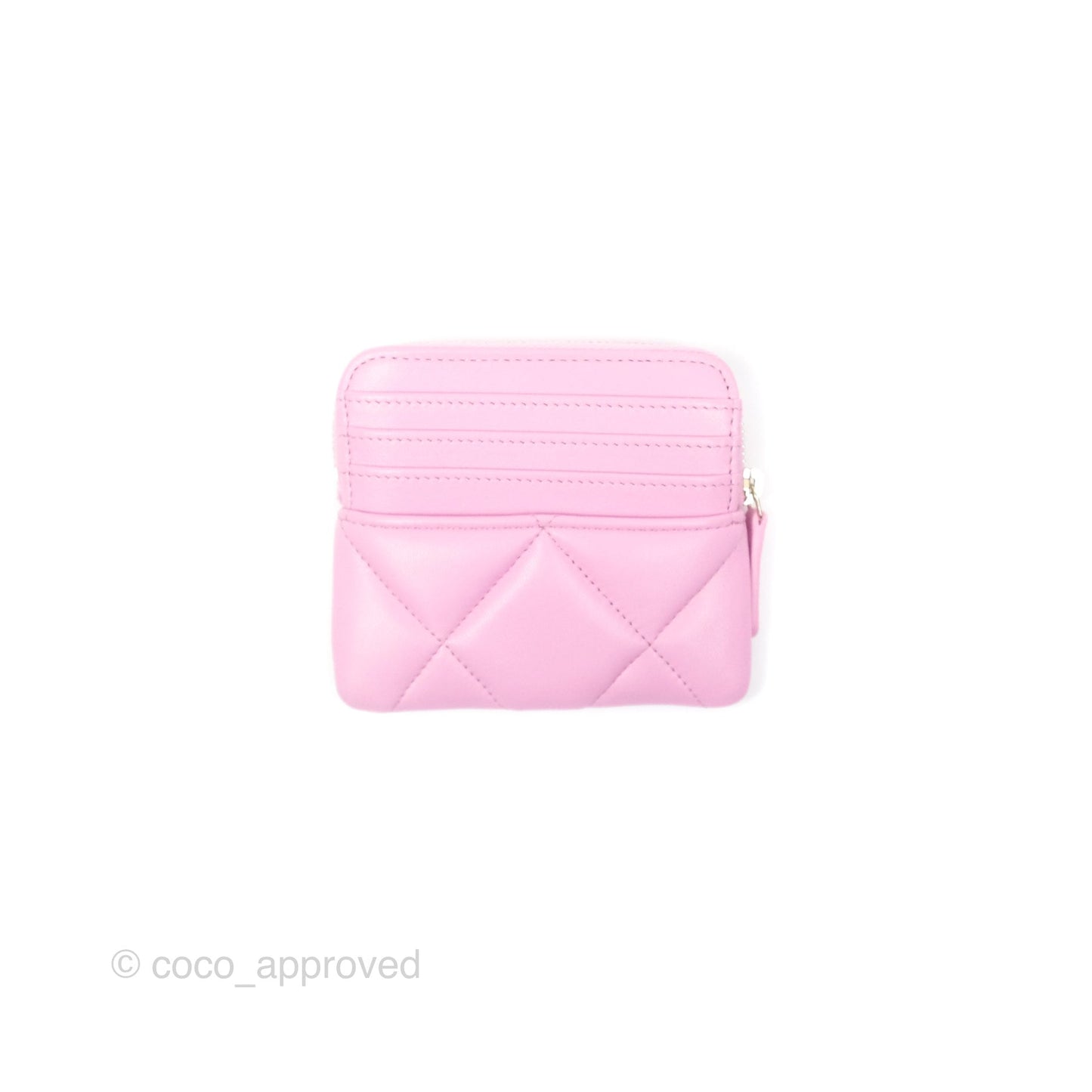 Chanel 19 Zipped Coin Purse Card Holder Pink Lambskin