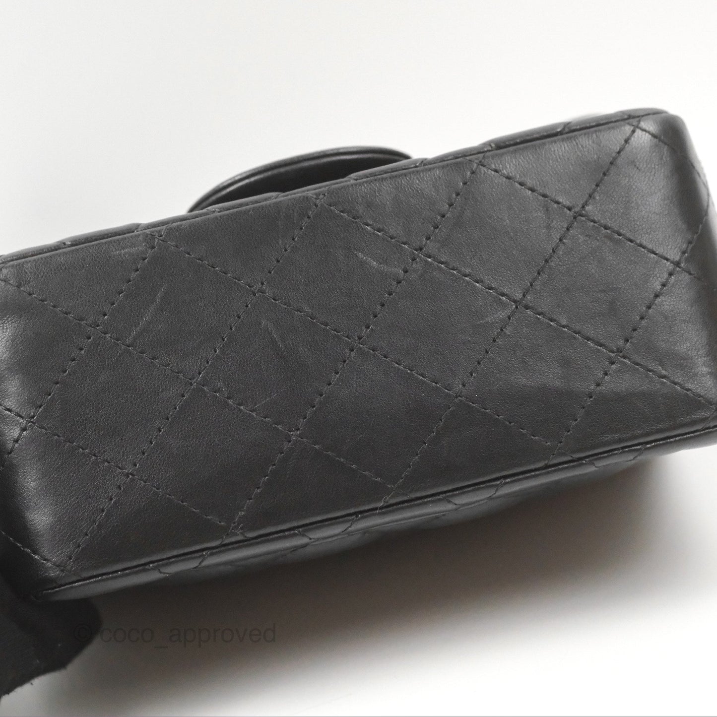 Chanel Mini Square Black Lambskin Dark Silver Hardware