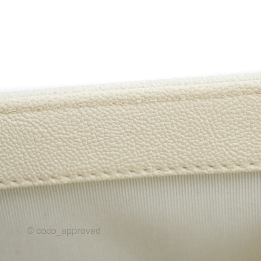 Chanel Small Boy White Caviar Gold Hardware