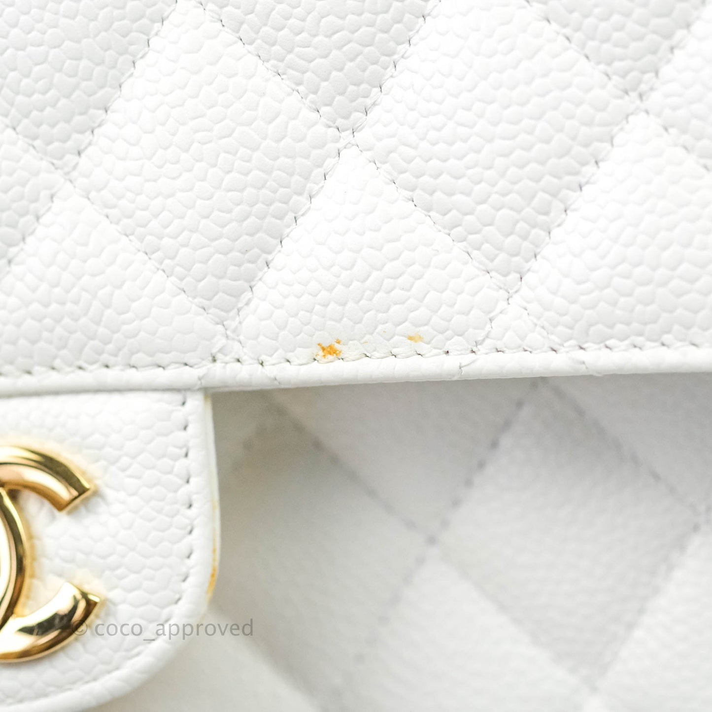 Chanel M/L Medium Double Flap Bag White Caviar Gold Hardware