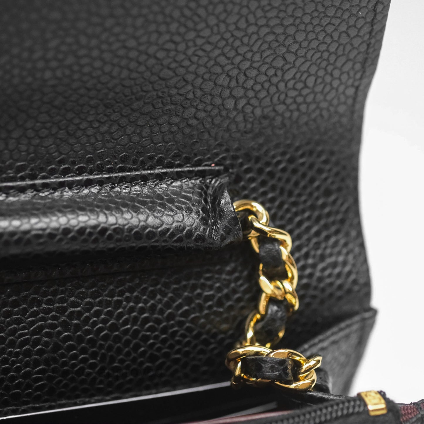 Chanel Classic Wallet On Chain WOC Quilted Black Caviar Gold Hardware