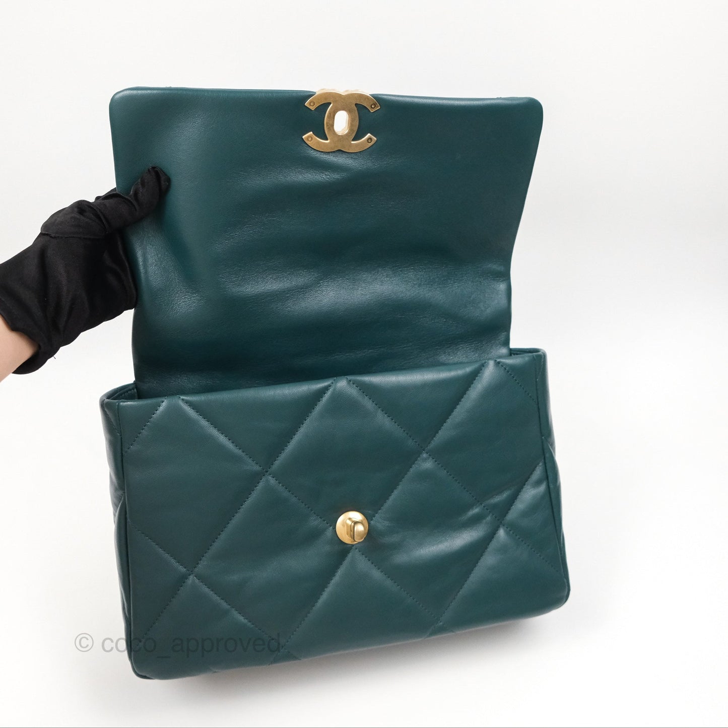 Chanel 19 Medium Green Goatskin Mixed Hardware