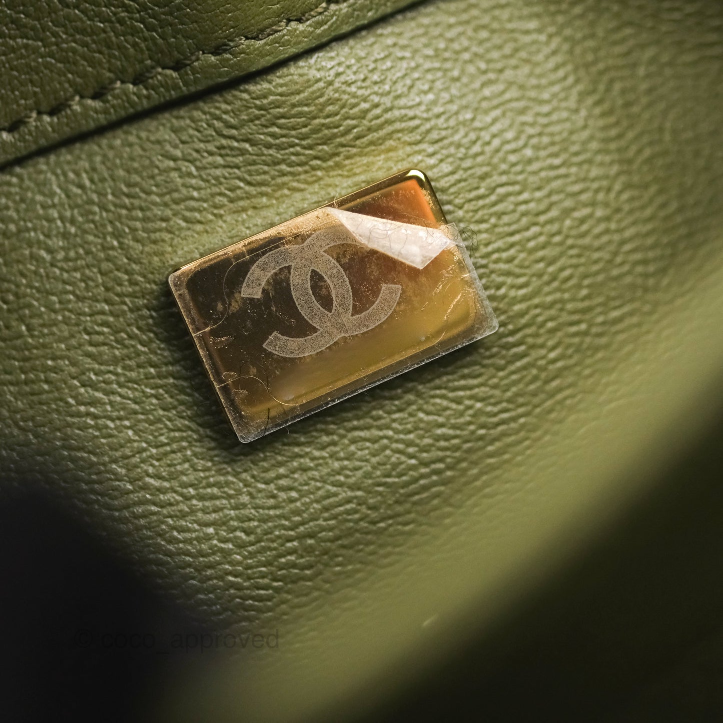 Chanel Small Coco Lady Quilted Flap Bag With Top Handle Olive Green Calfskin Gold Hardware