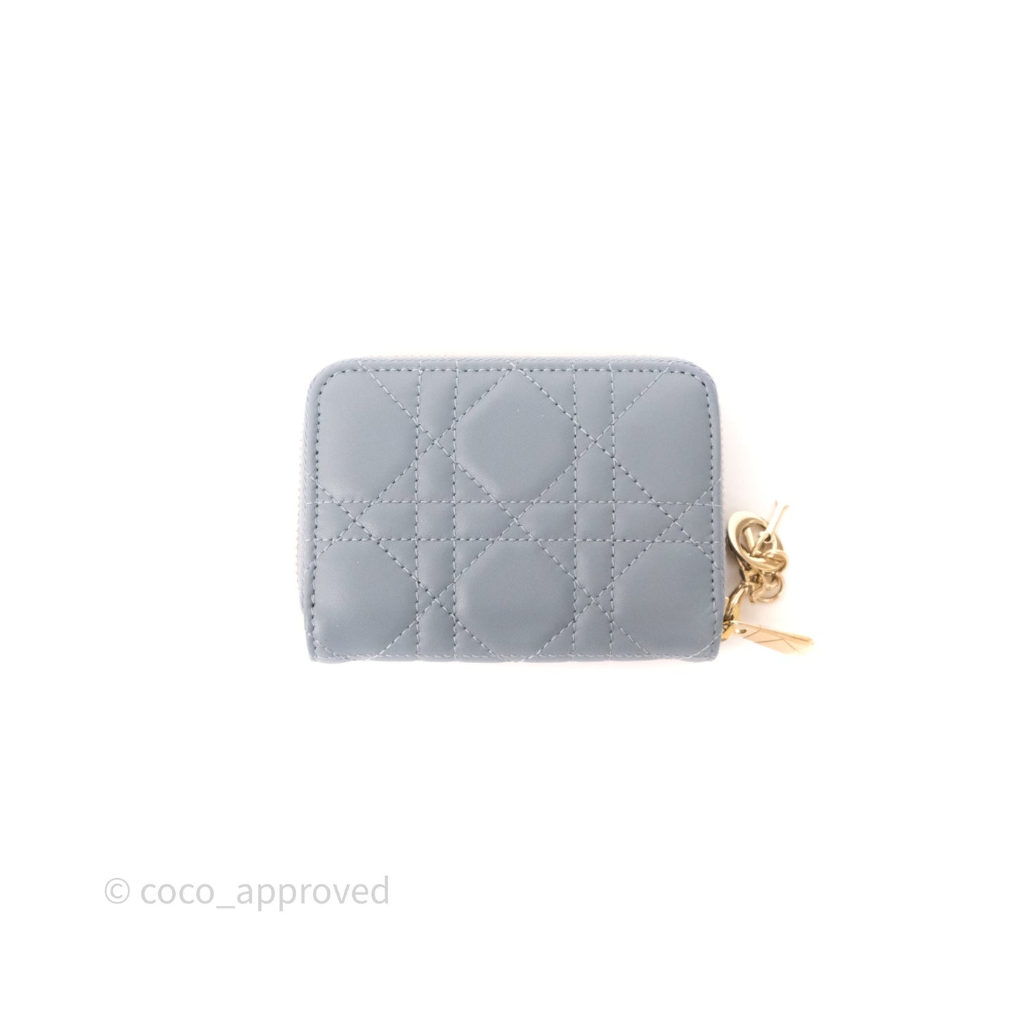 Dior Small Lady Dior Voyageur Coin Purse Cloud Blue Lambskin Cannage