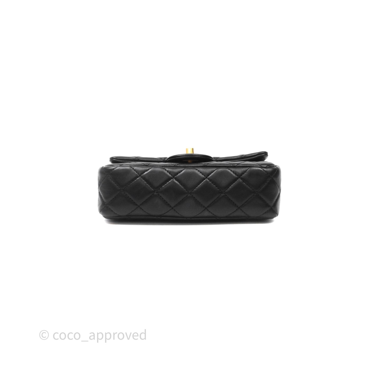 Chanel Mini Rectangular Pearl Crush Quilted Black Lambskin Aged Gold Hardware