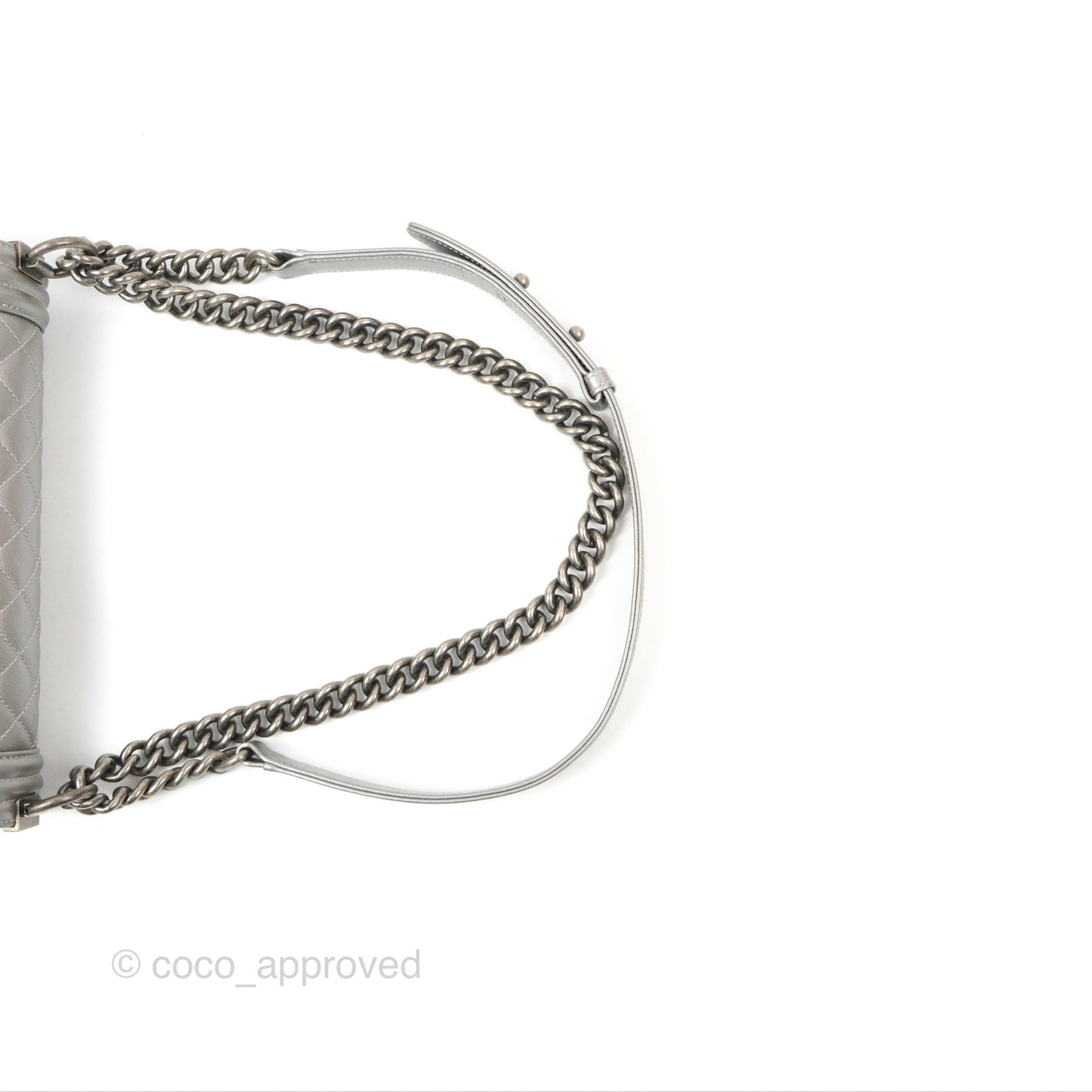 Chanel Quilted Medium Boy Silver Caviar Ruthenium Hardware