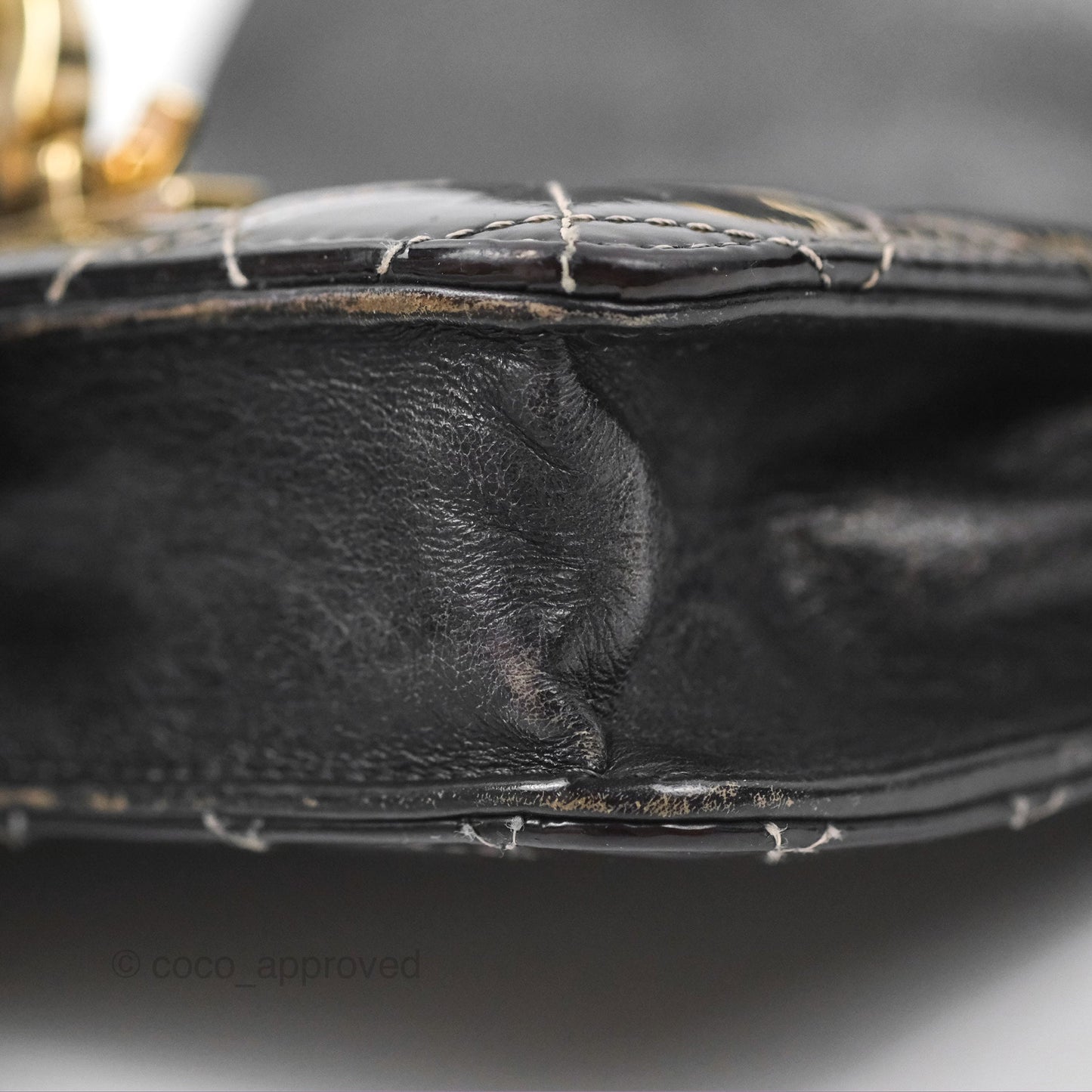 Chanel Golden Class Wallet On Chain WOC Black Patent Gold Hardware
