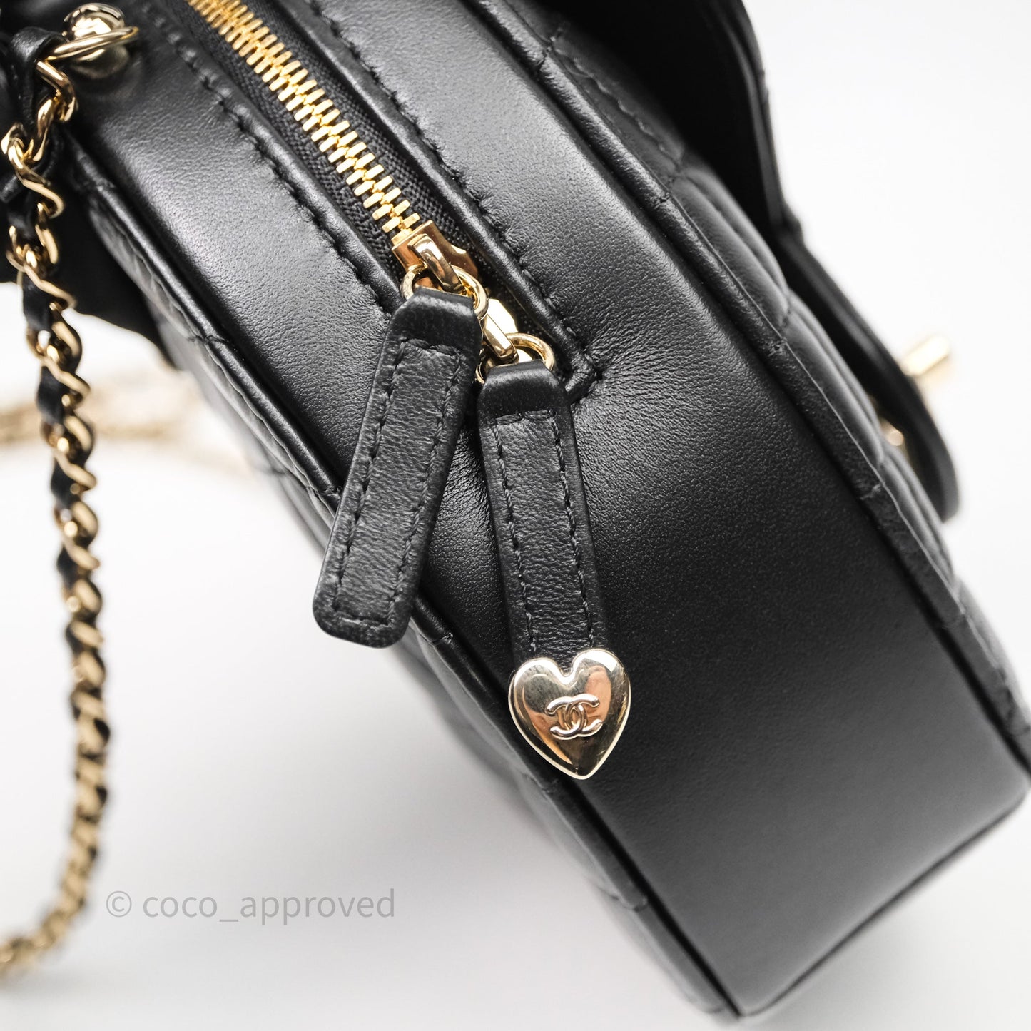 Chanel Large Heart Bag Black Lambskin Gold Hardware 22S
