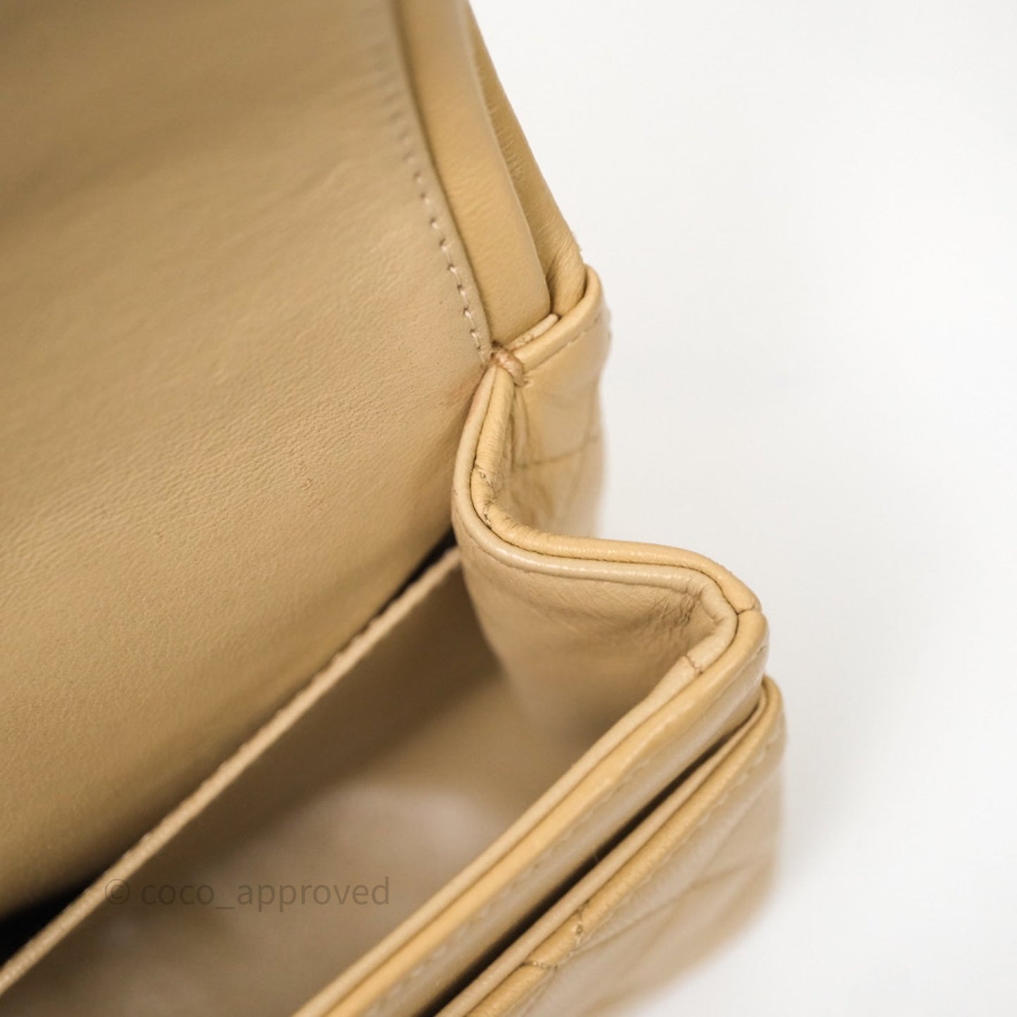 Chanel Vintage Small Classic Flap Beige Lambskin 24K Gold Hardware