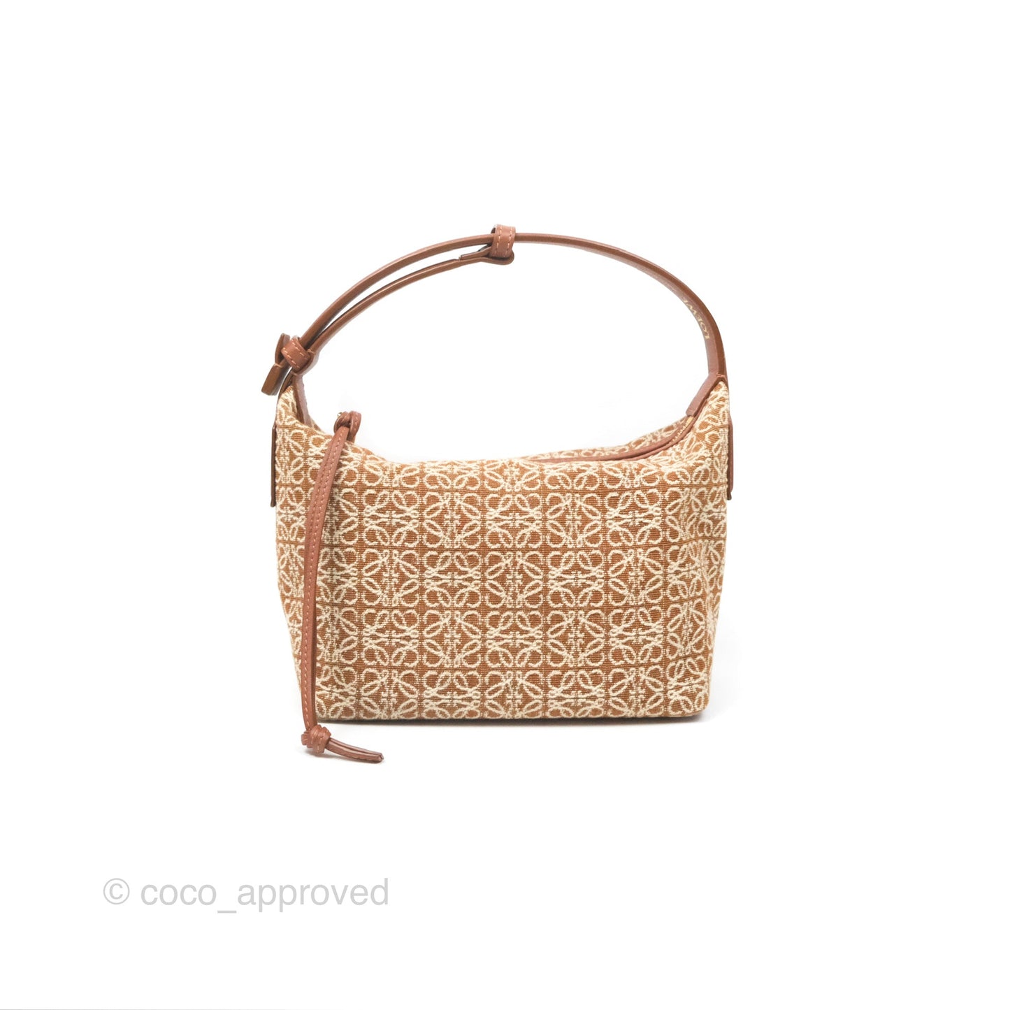 Loewe Small Cubi bag in Anagram Jacquard & Calfskin Tan Pecan