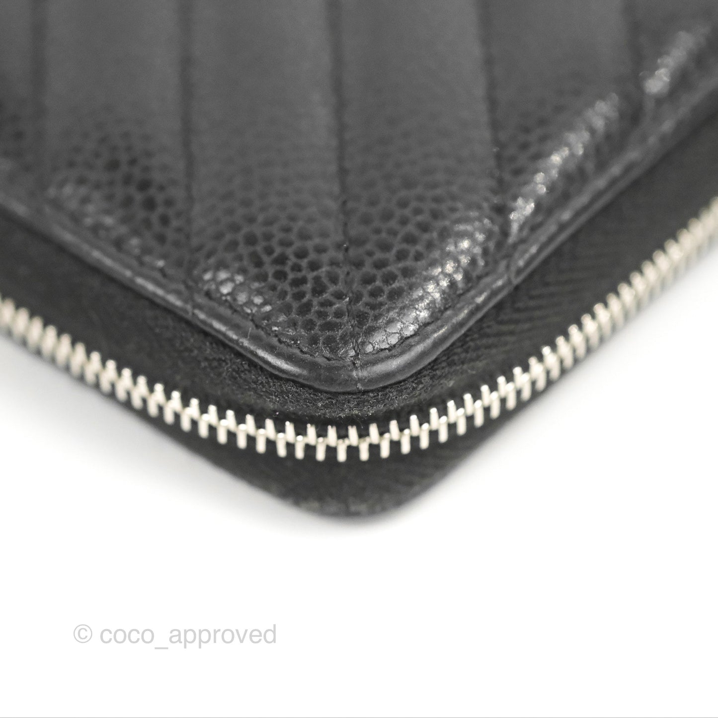 Chanel Medium Wallet Chevron Black Soft Caviar Silver Hardware